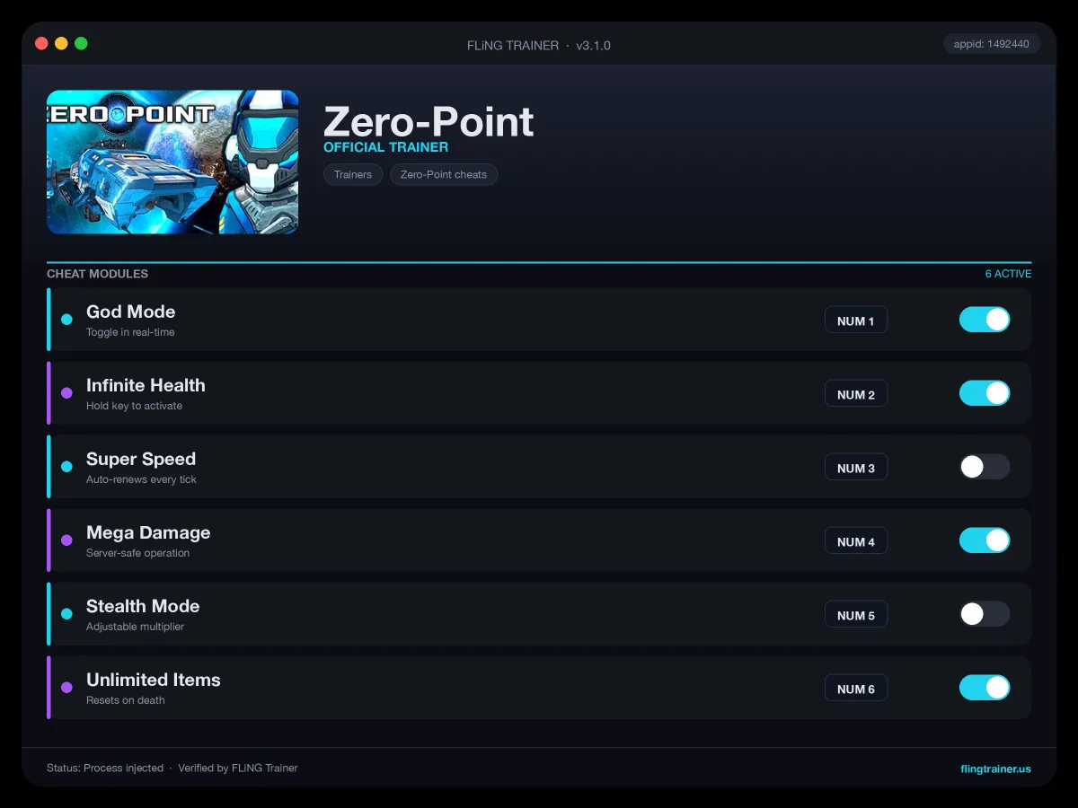 Zero-Point Trainer interface