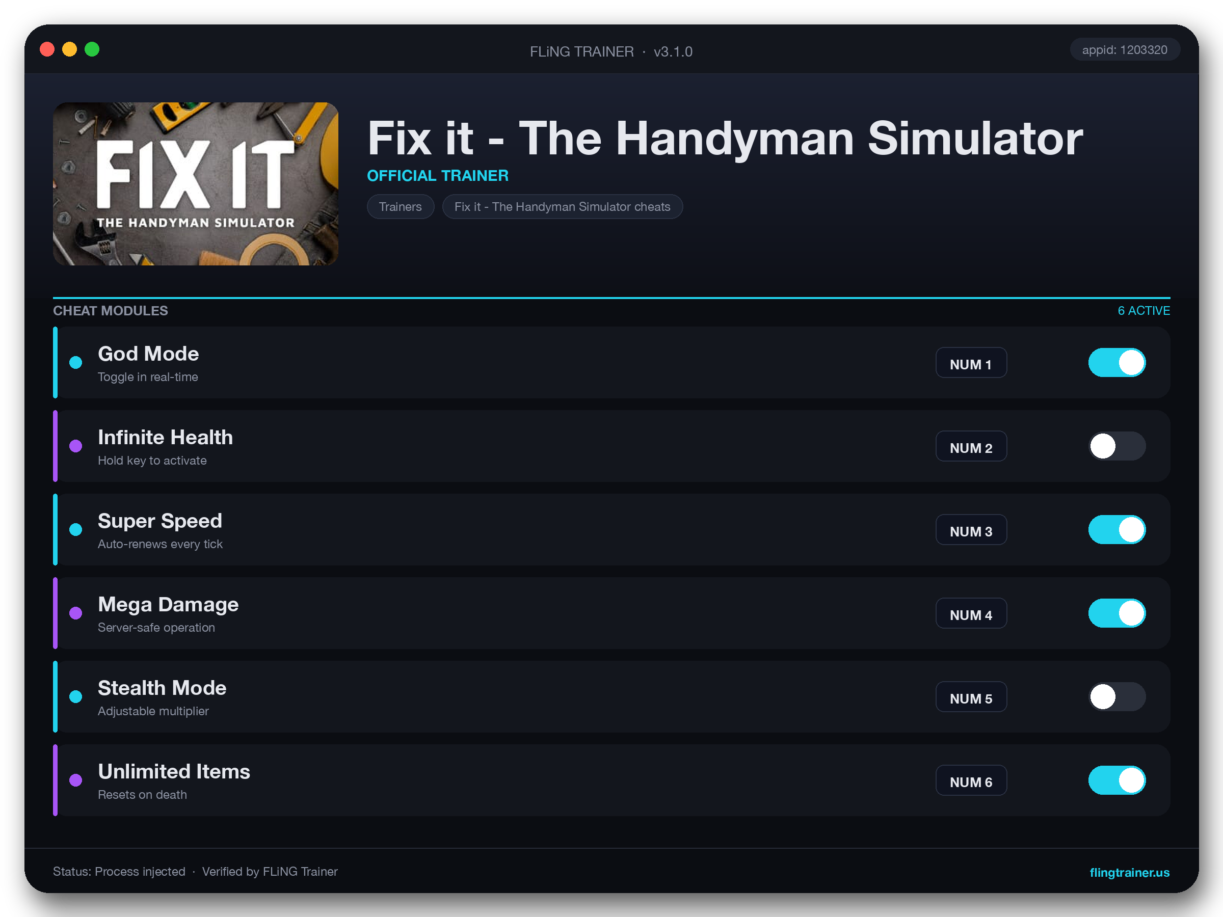 Fix it - The Handyman Simulator Trainer interface
