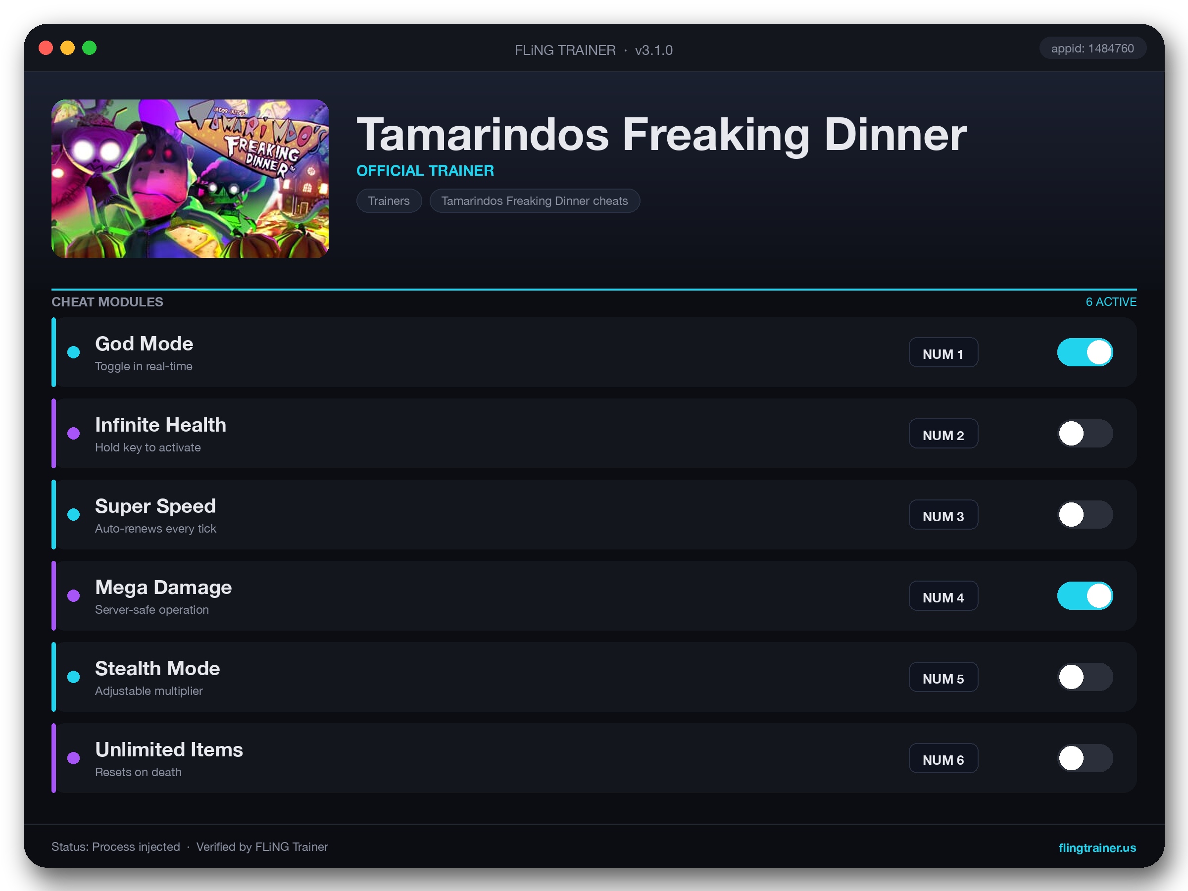 Tamarindos Freaking Dinner Trainer interface