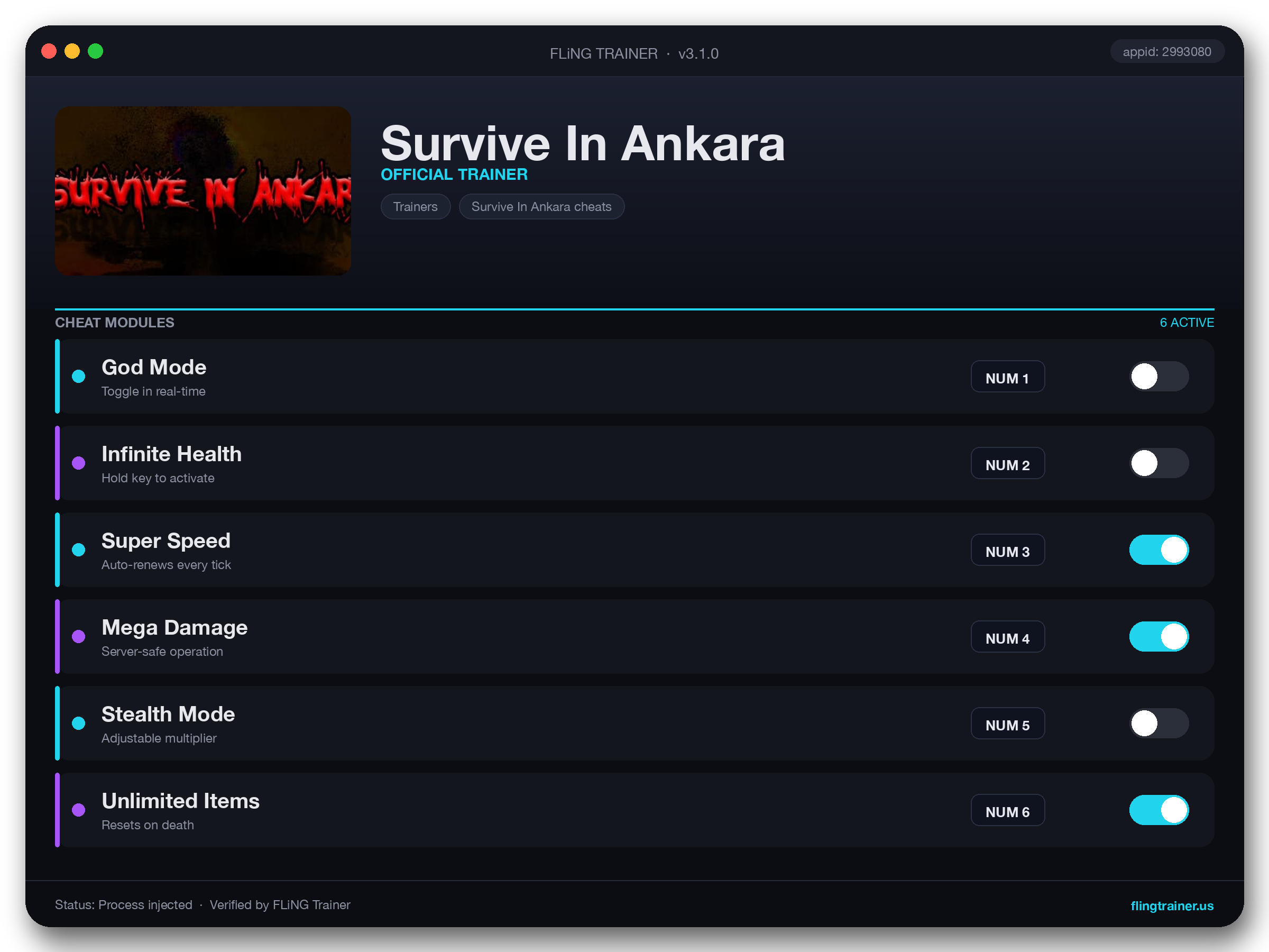 Survive In Ankara Trainer interface