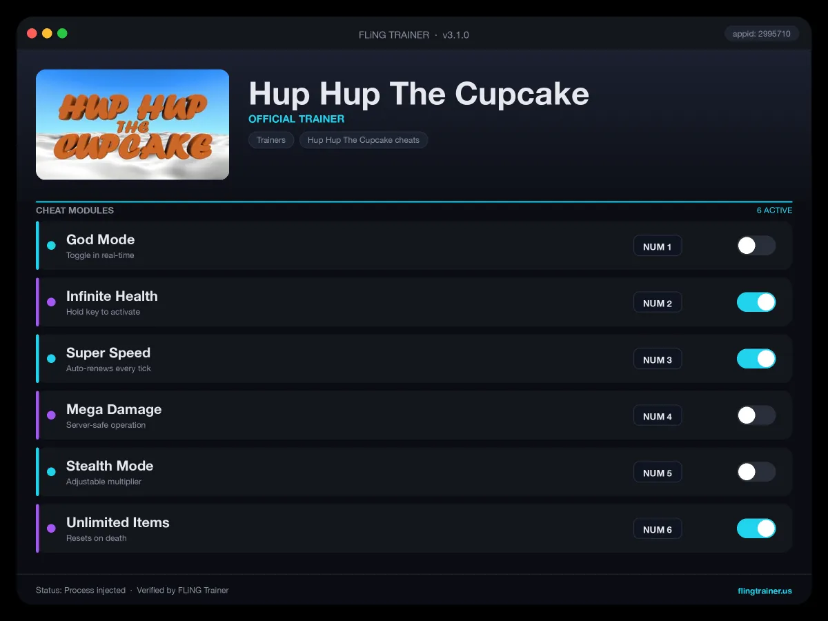Hup Hup The Cupcake Trainer interface