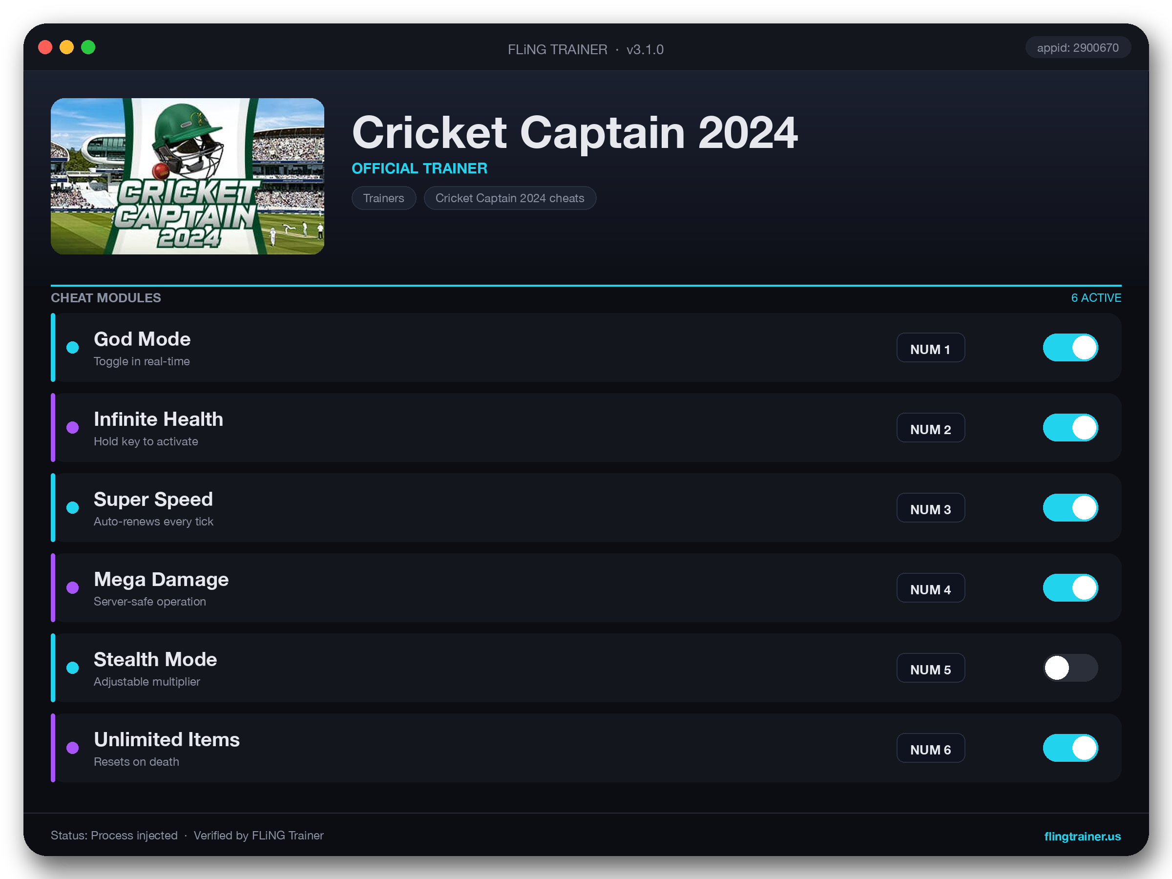 Cricket Captain 2024 Trainer interface
