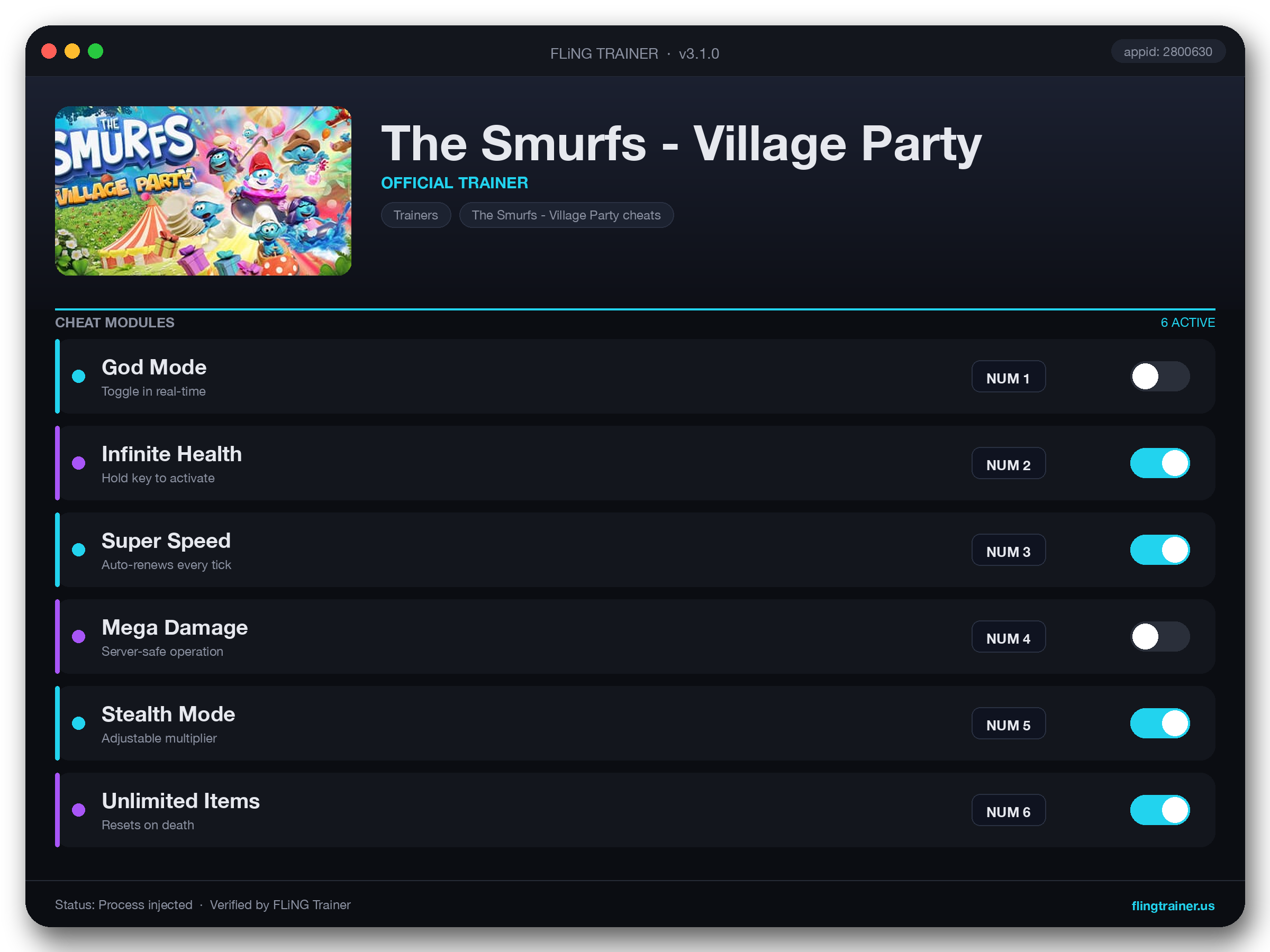 The Smurfs - Village Party Trainer interface