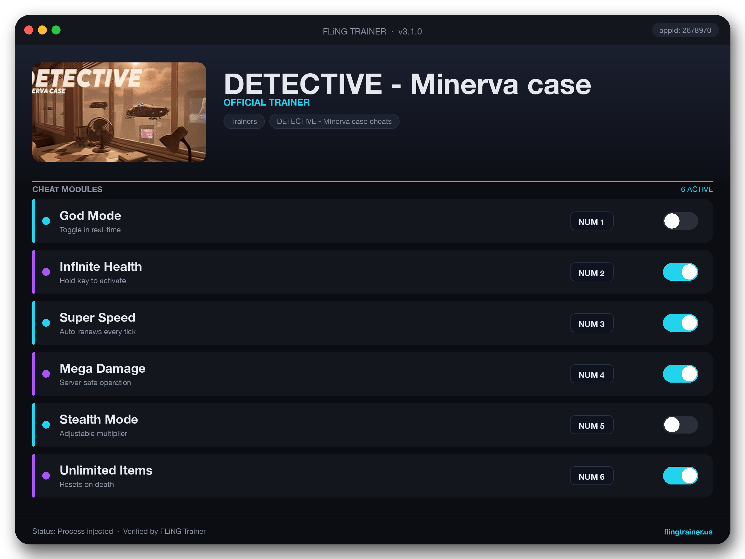 DETECTIVE - Minerva case Trainer interface