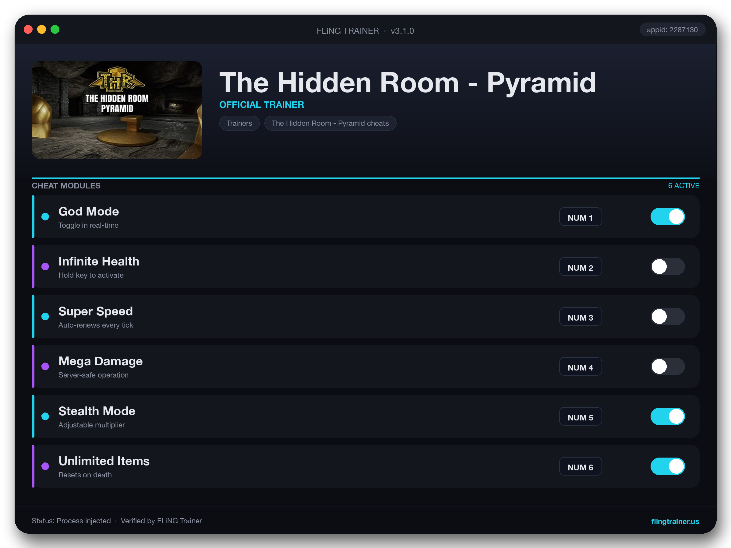 The Hidden Room - Pyramid Trainer interface