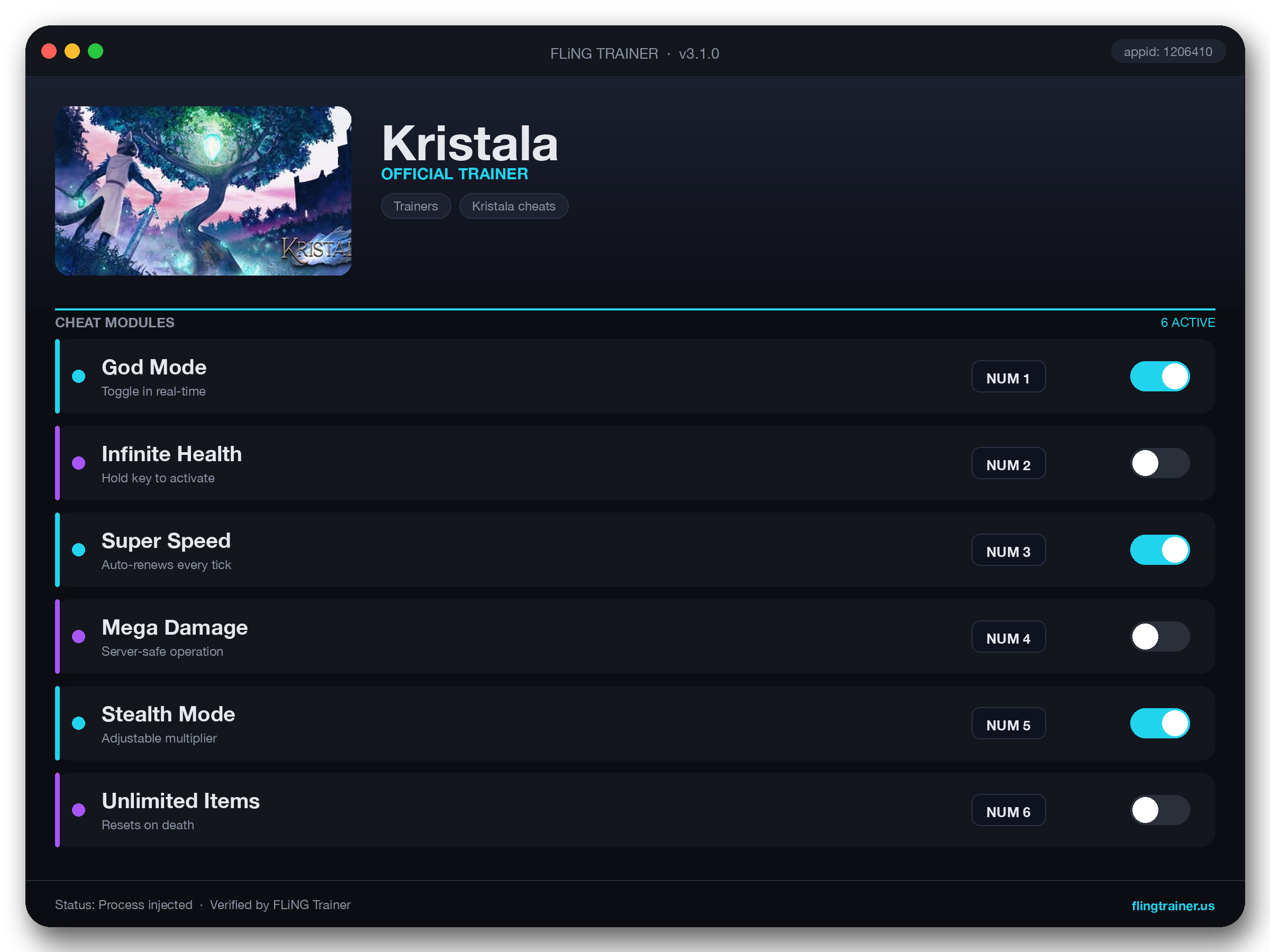 Kristala Trainer interface