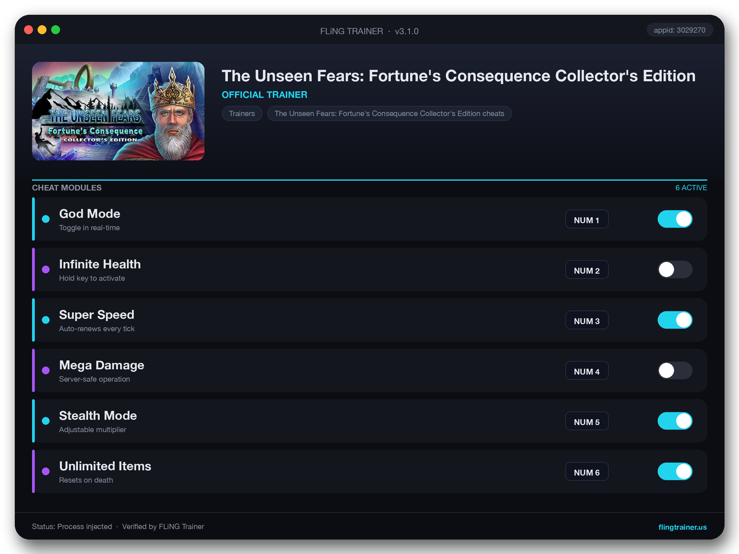 The Unseen Fears: Fortune's Consequence Collector's Edition Trainer interface