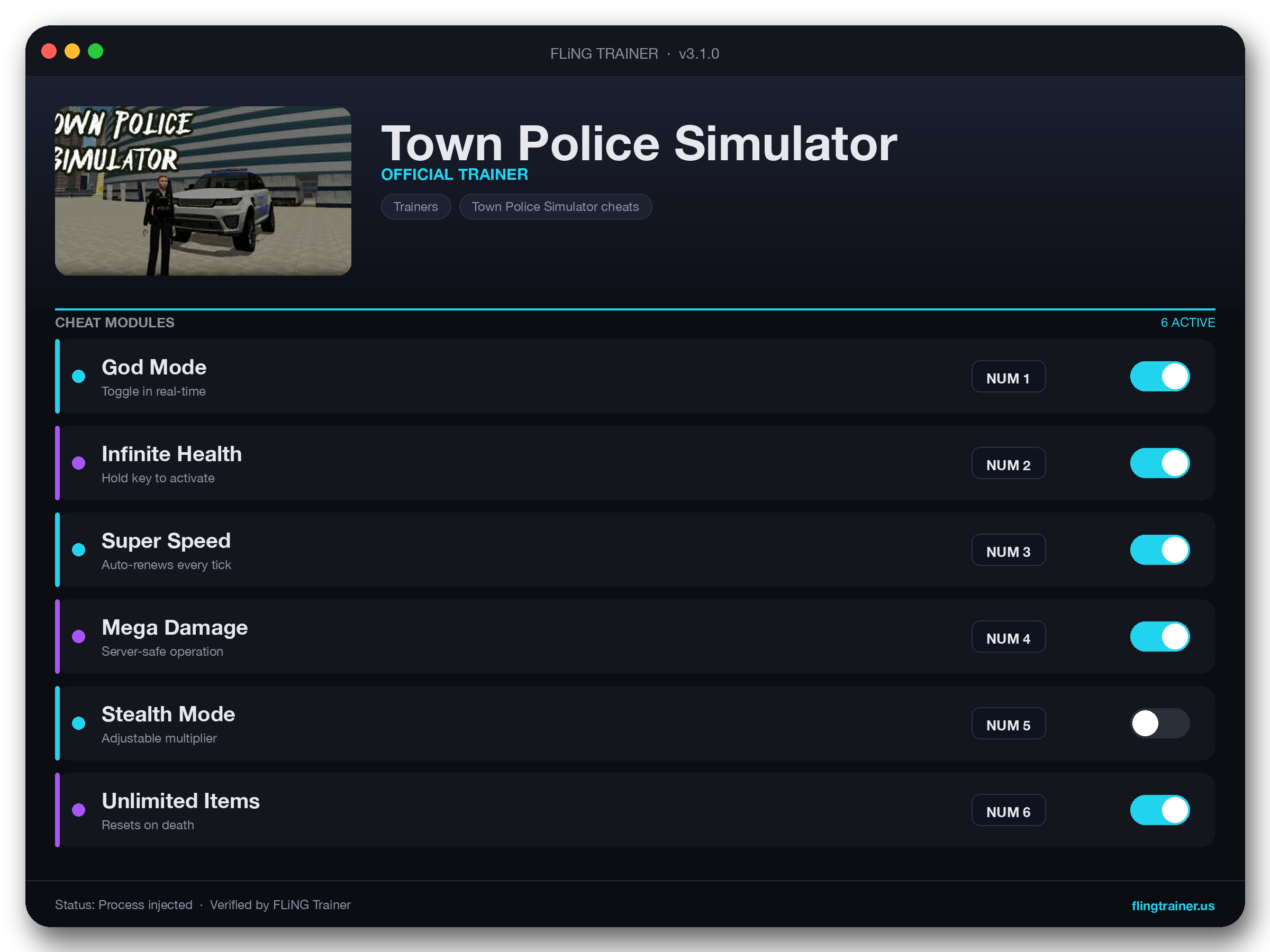 Town Police Simulator Trainer interface