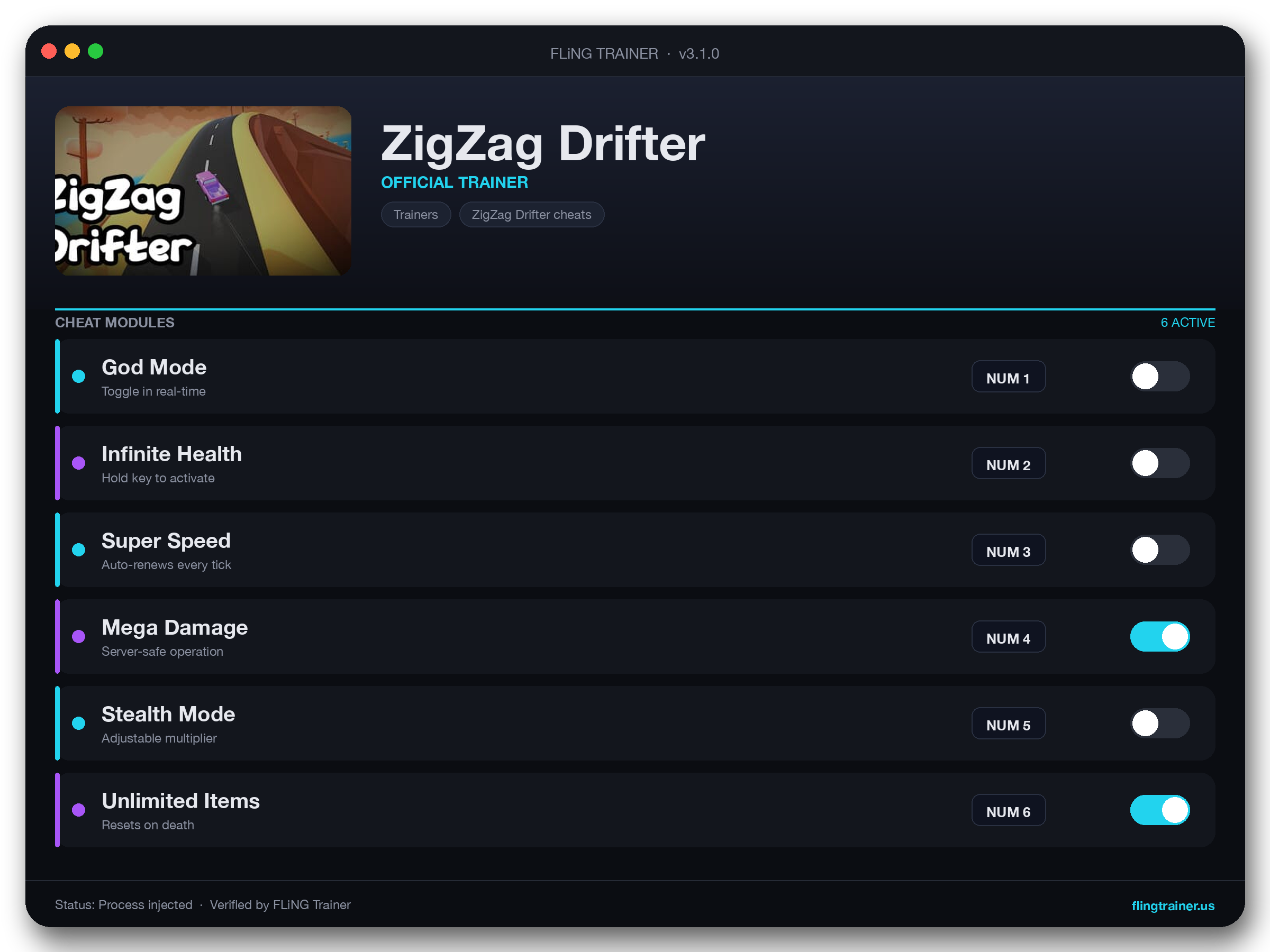 ZigZag Drifter Trainer interface