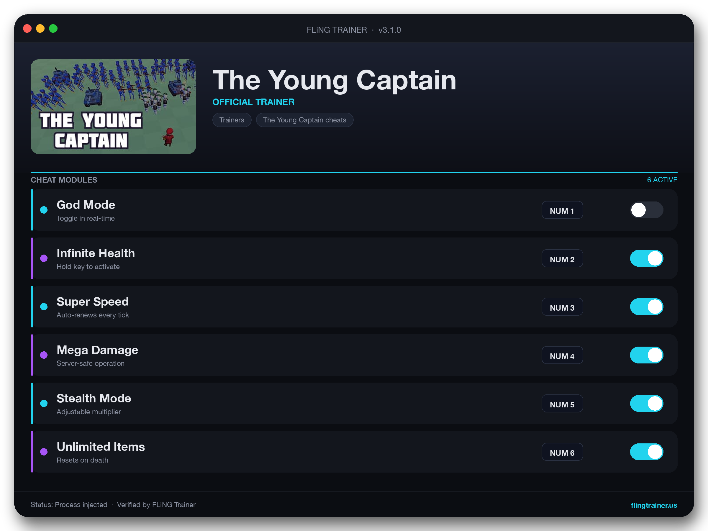 The Young Captain Trainer interface