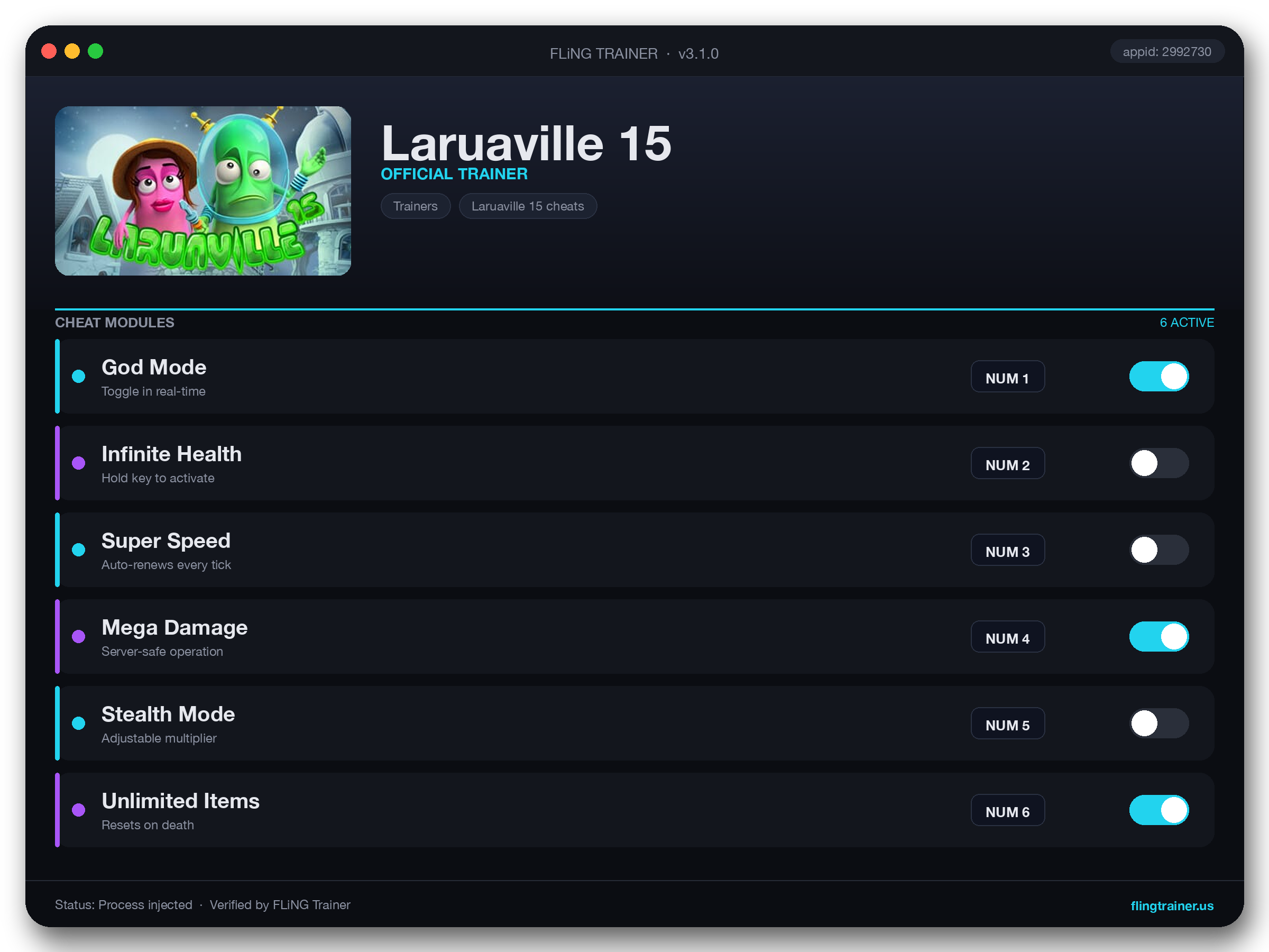 Laruaville 15 Trainer interface