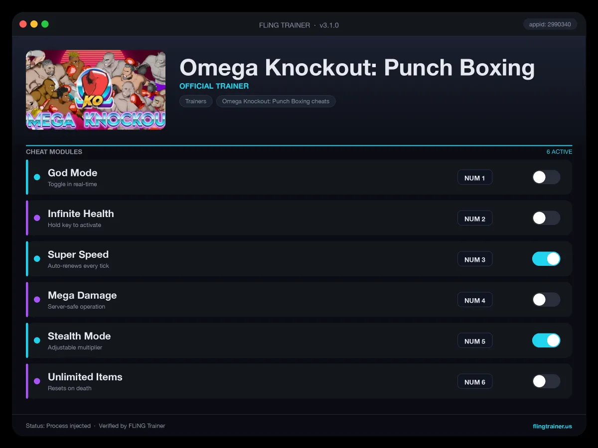 Omega Knockout: Punch Boxing Trainer interface