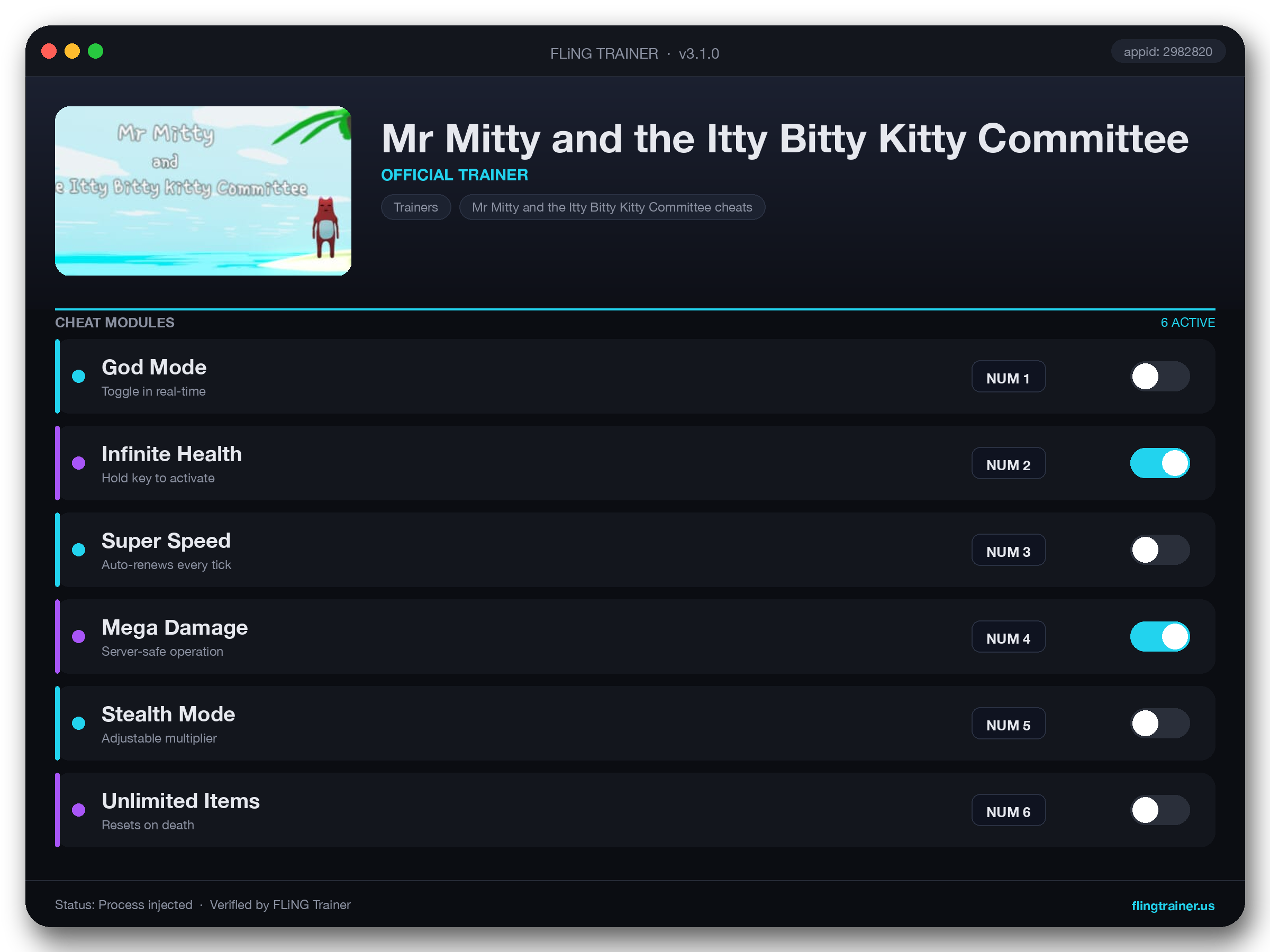 Mr Mitty and the Itty Bitty Kitty Committee Trainer interface