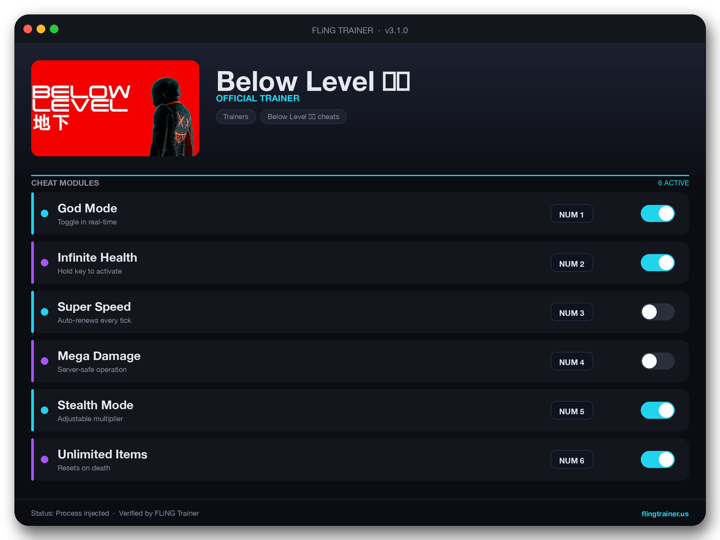 Below Level 地下 Trainer interface