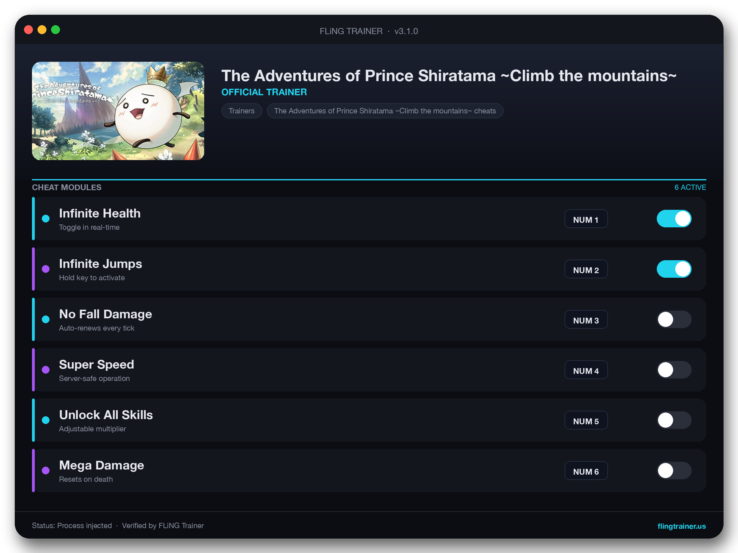 The Adventures of Prince Shiratama ~Climb the mountains~ Trainer interface