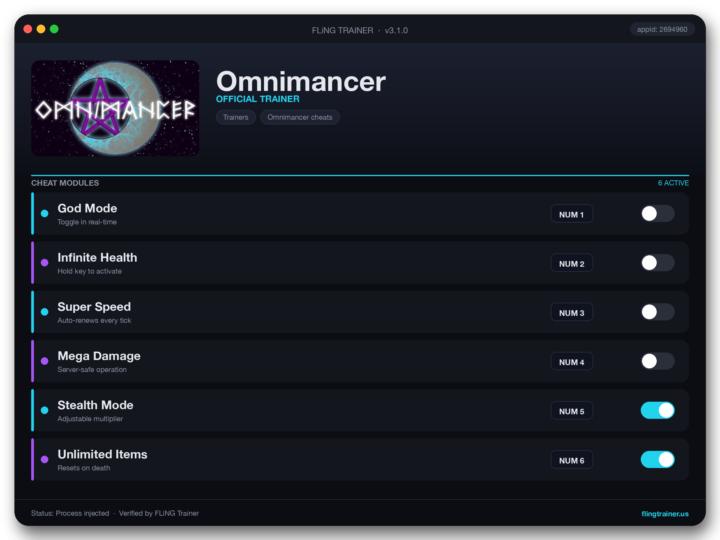 Omnimancer Trainer interface