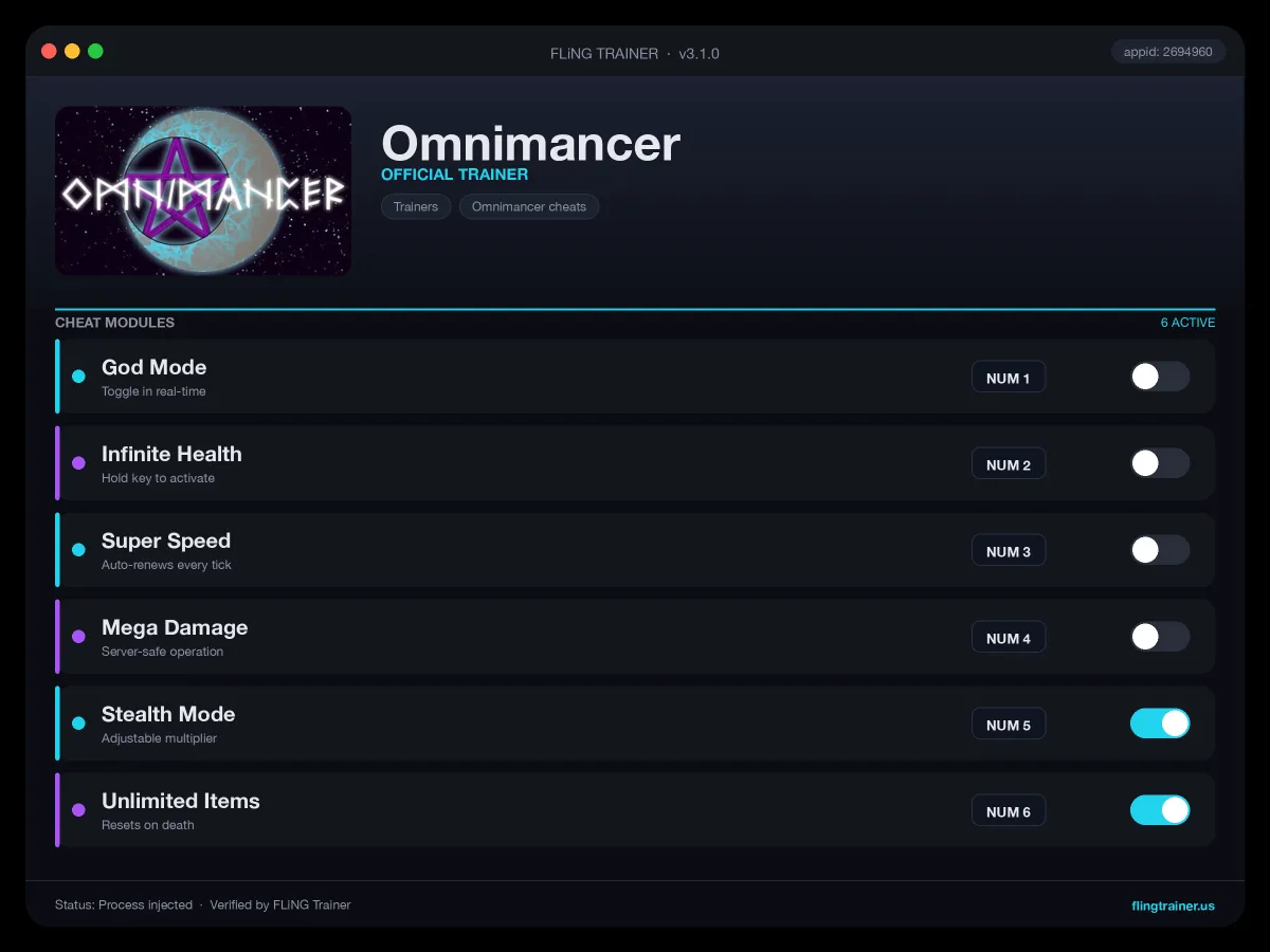 Omnimancer Trainer interface
