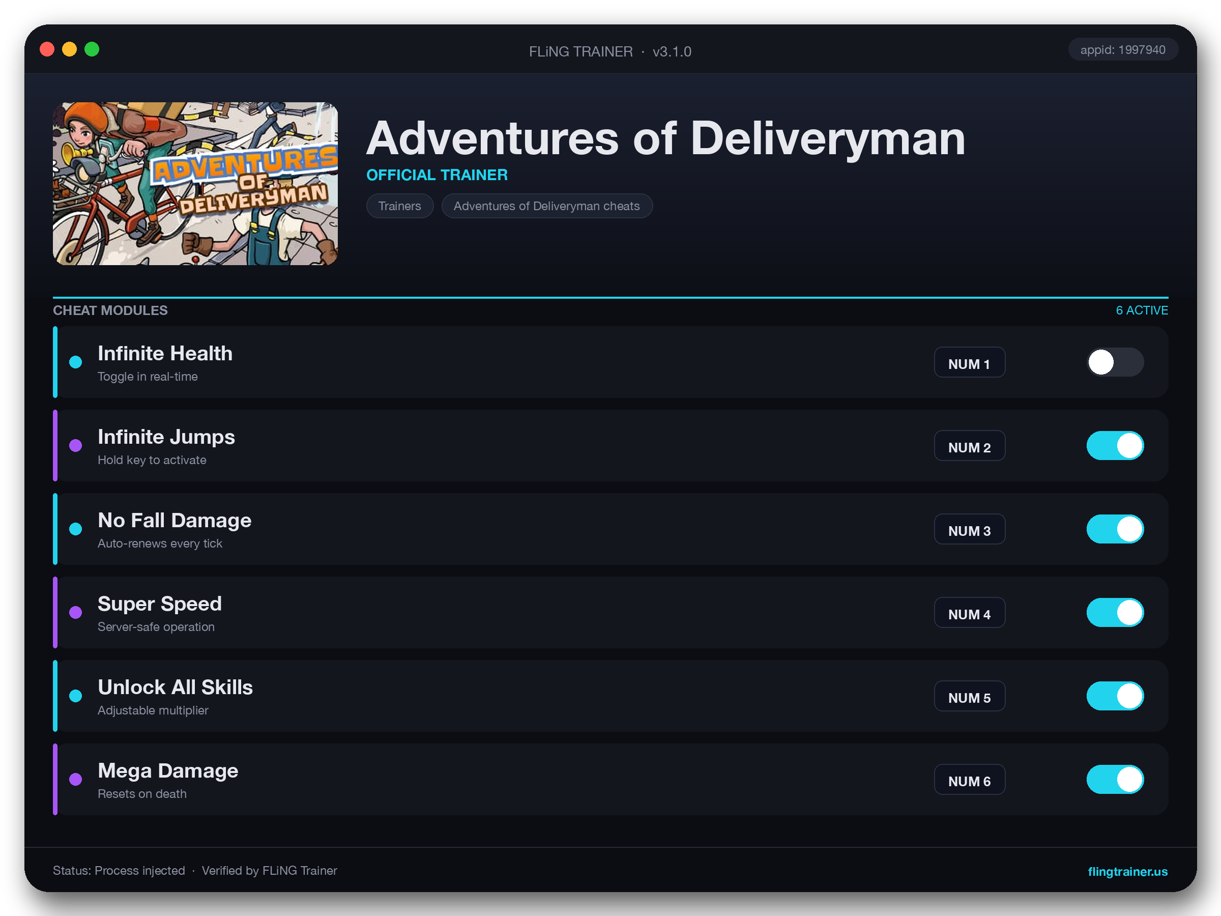 Adventures of Deliveryman Trainer interface