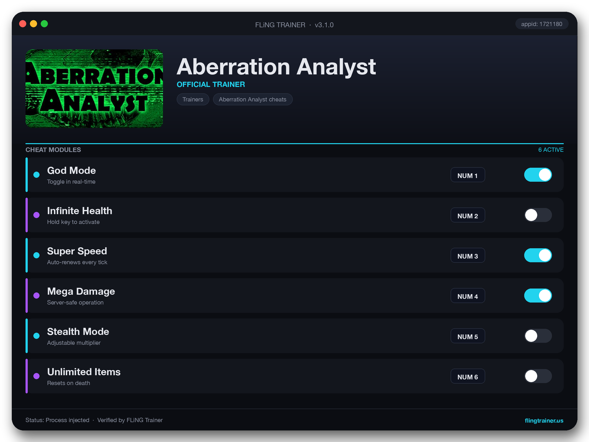 Aberration Analyst Trainer interface