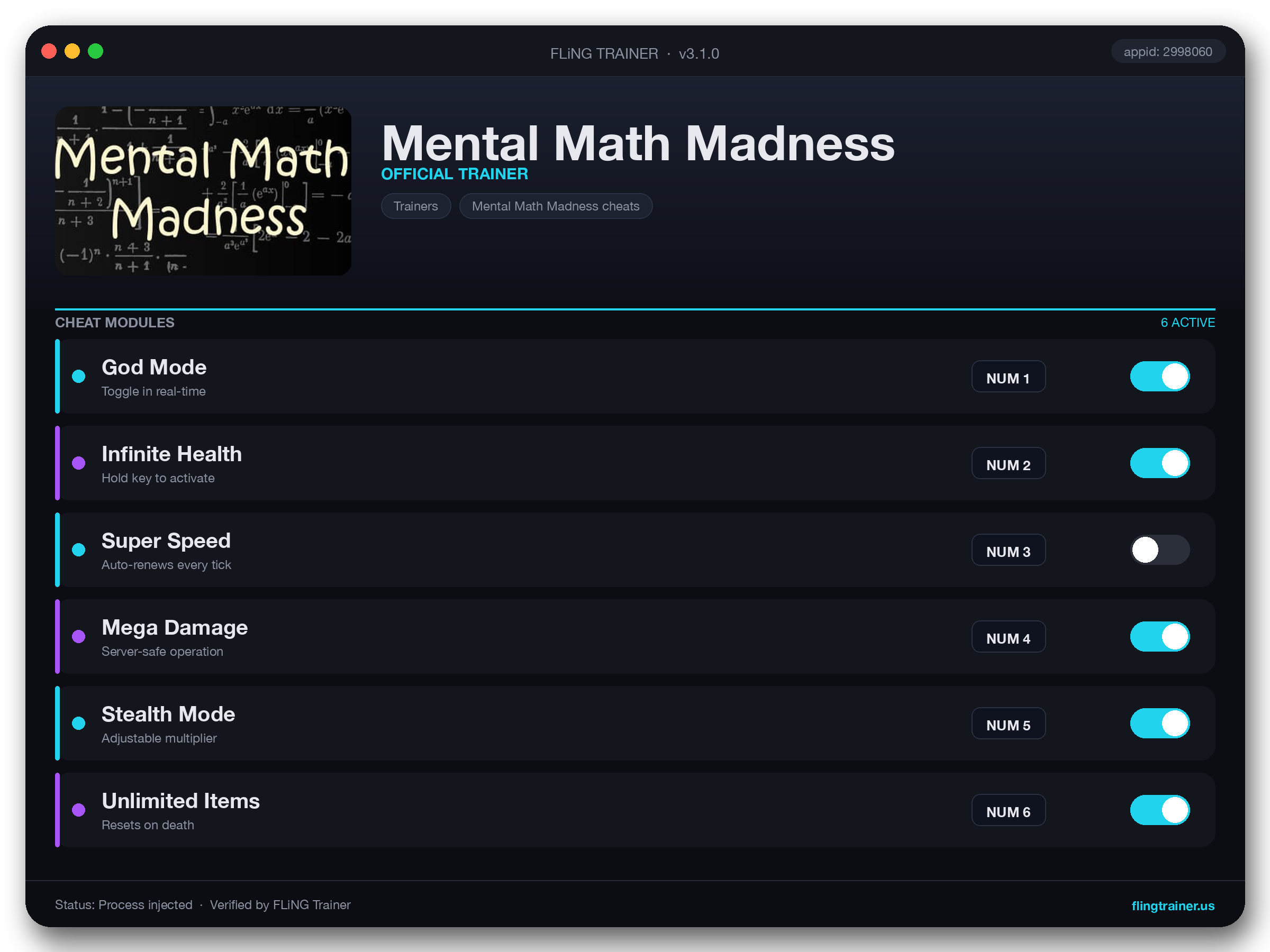 Mental Math Madness Trainer interface