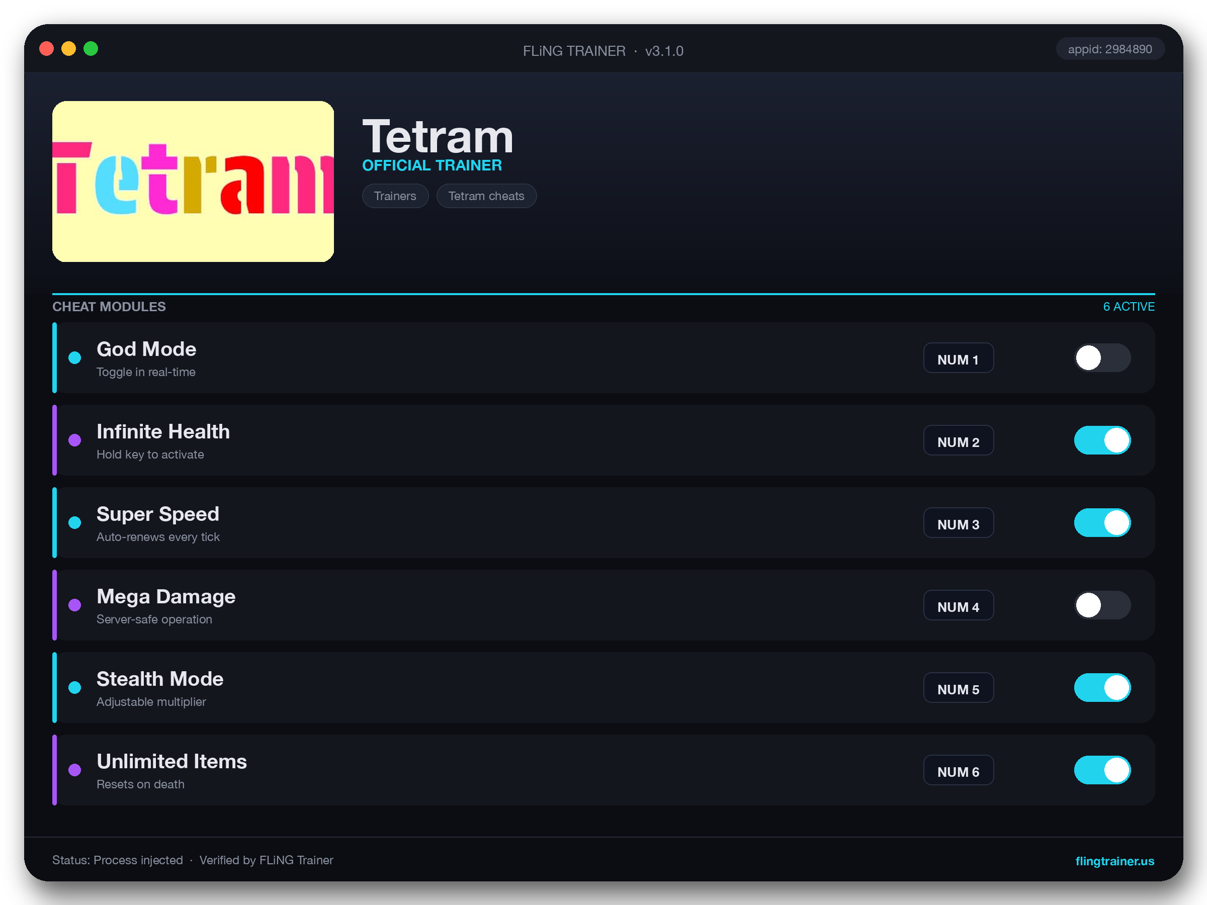 Tetram Trainer interface