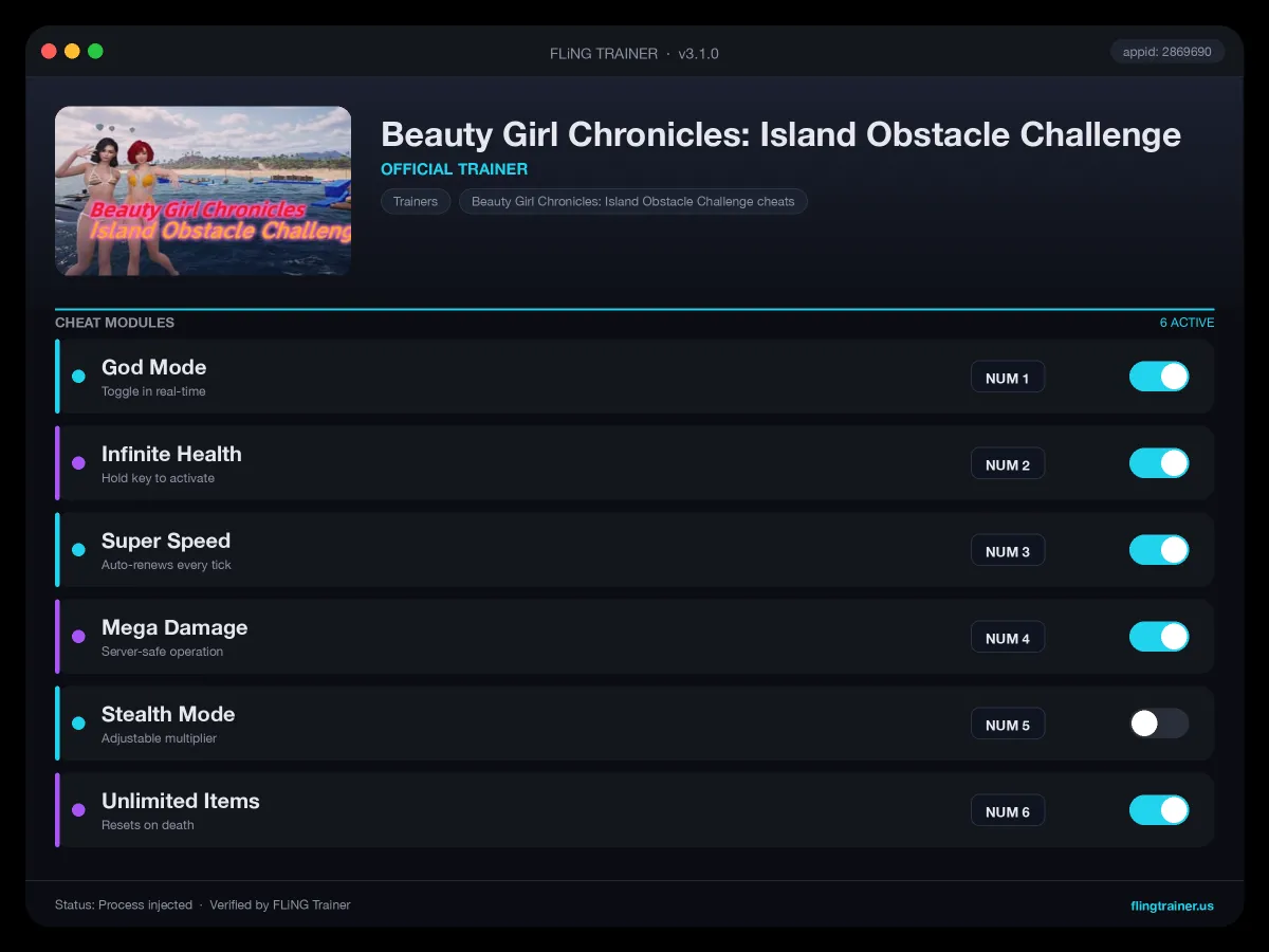 Beauty Girl Chronicles: Island Obstacle Challenge Trainer interface