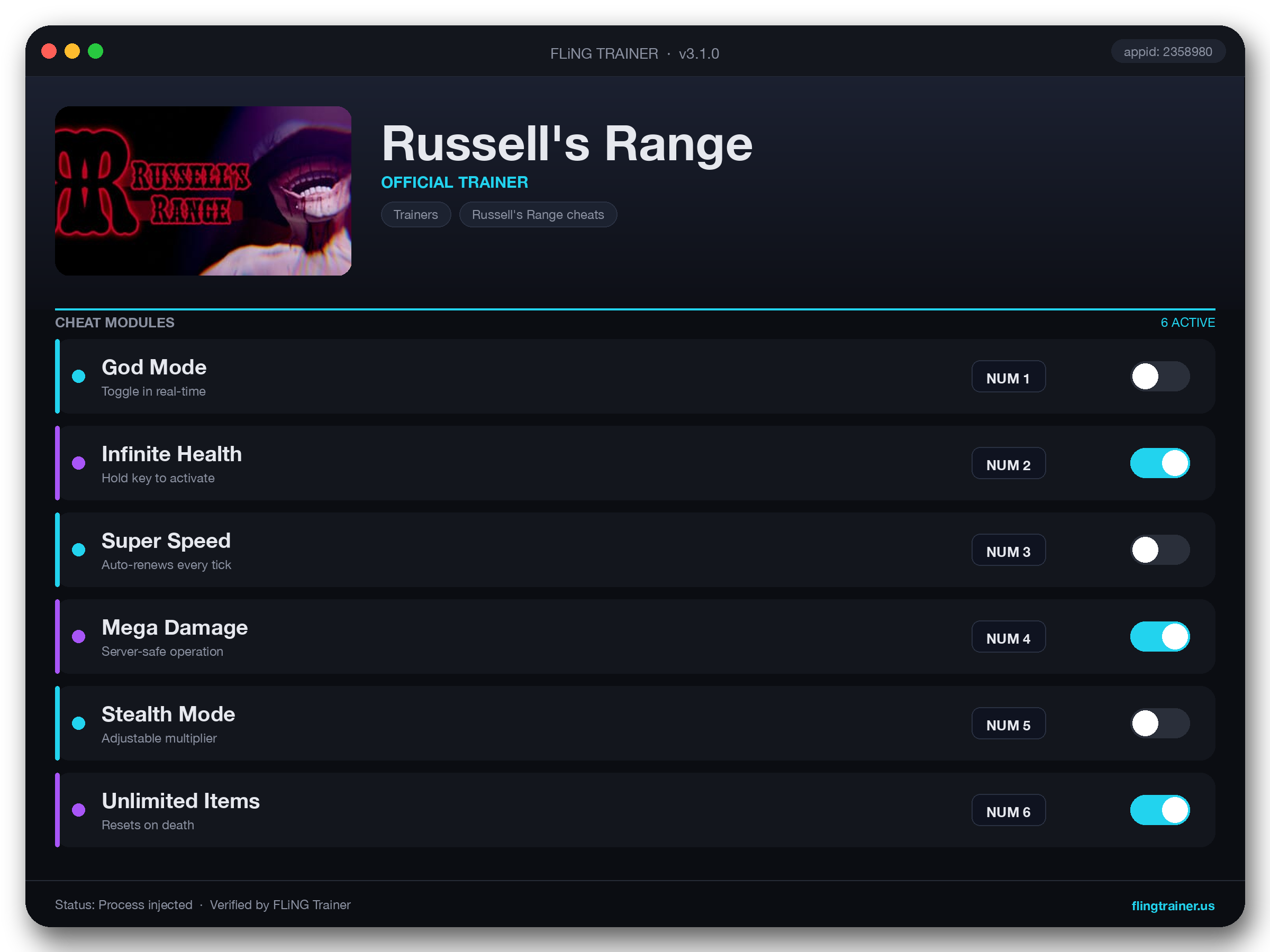 Russell's Range Trainer interface