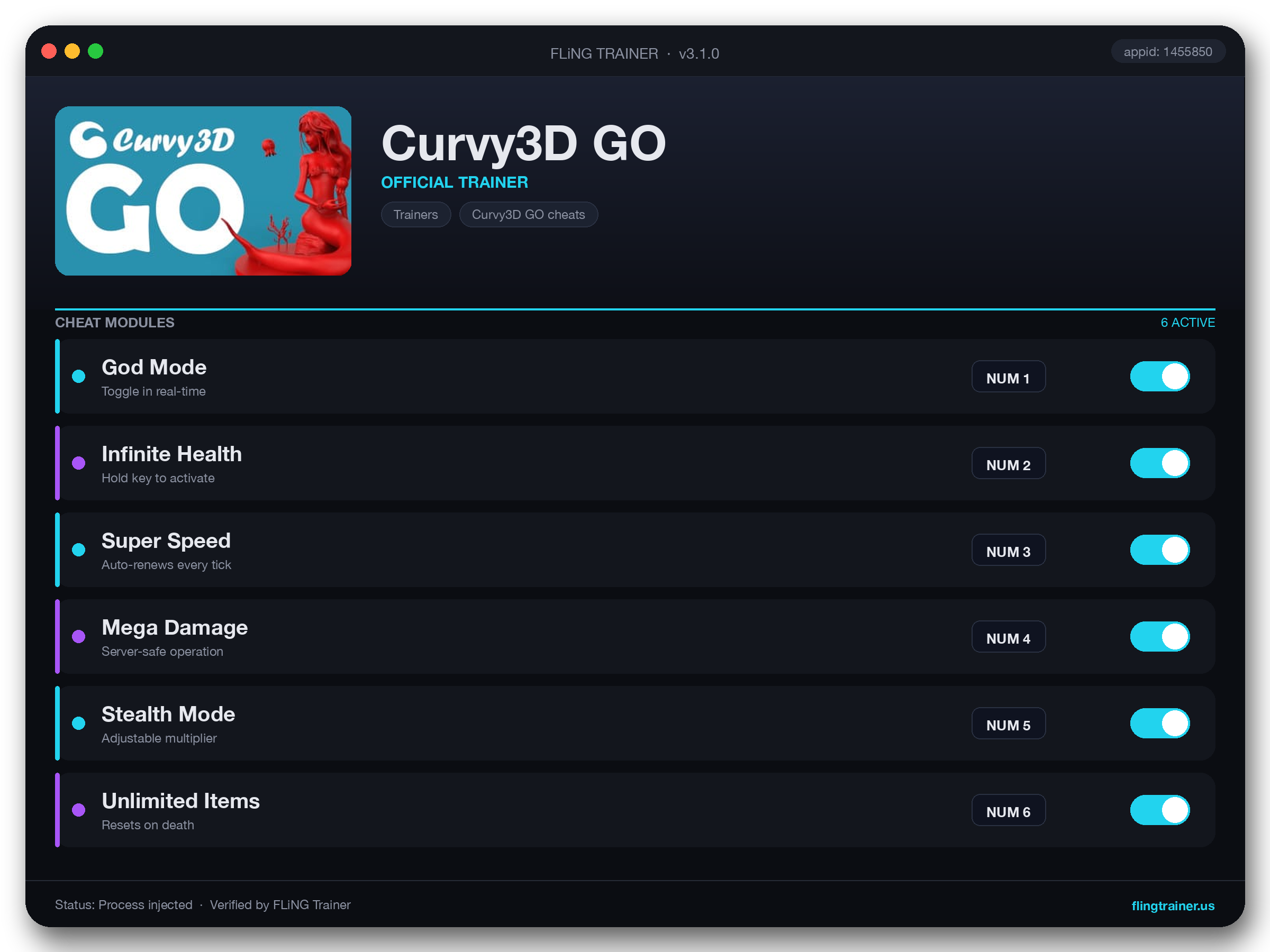 Curvy3D GO Trainer interface