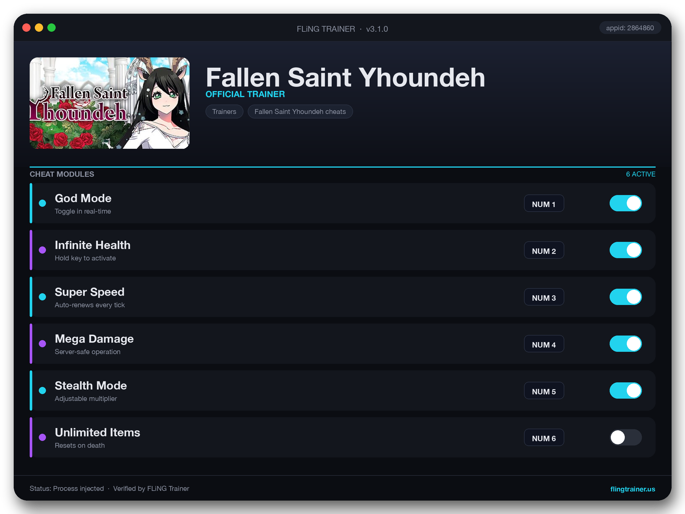 Fallen Saint Yhoundeh Trainer interface