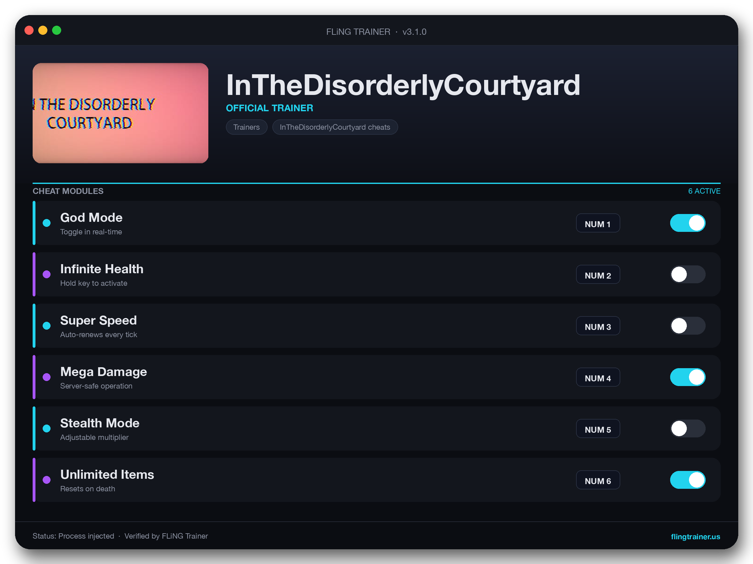 InTheDisorderlyCourtyard Trainer interface