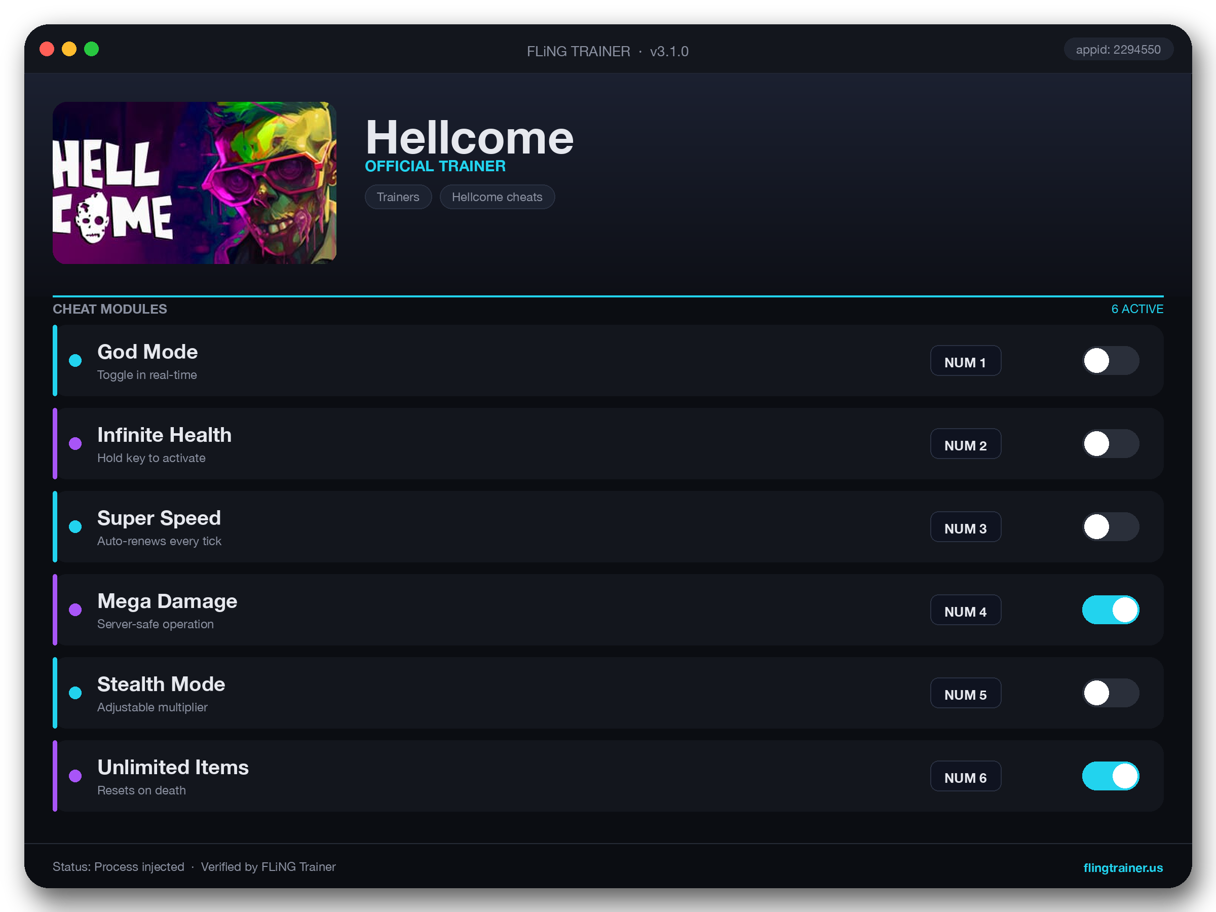 Hellcome Trainer interface