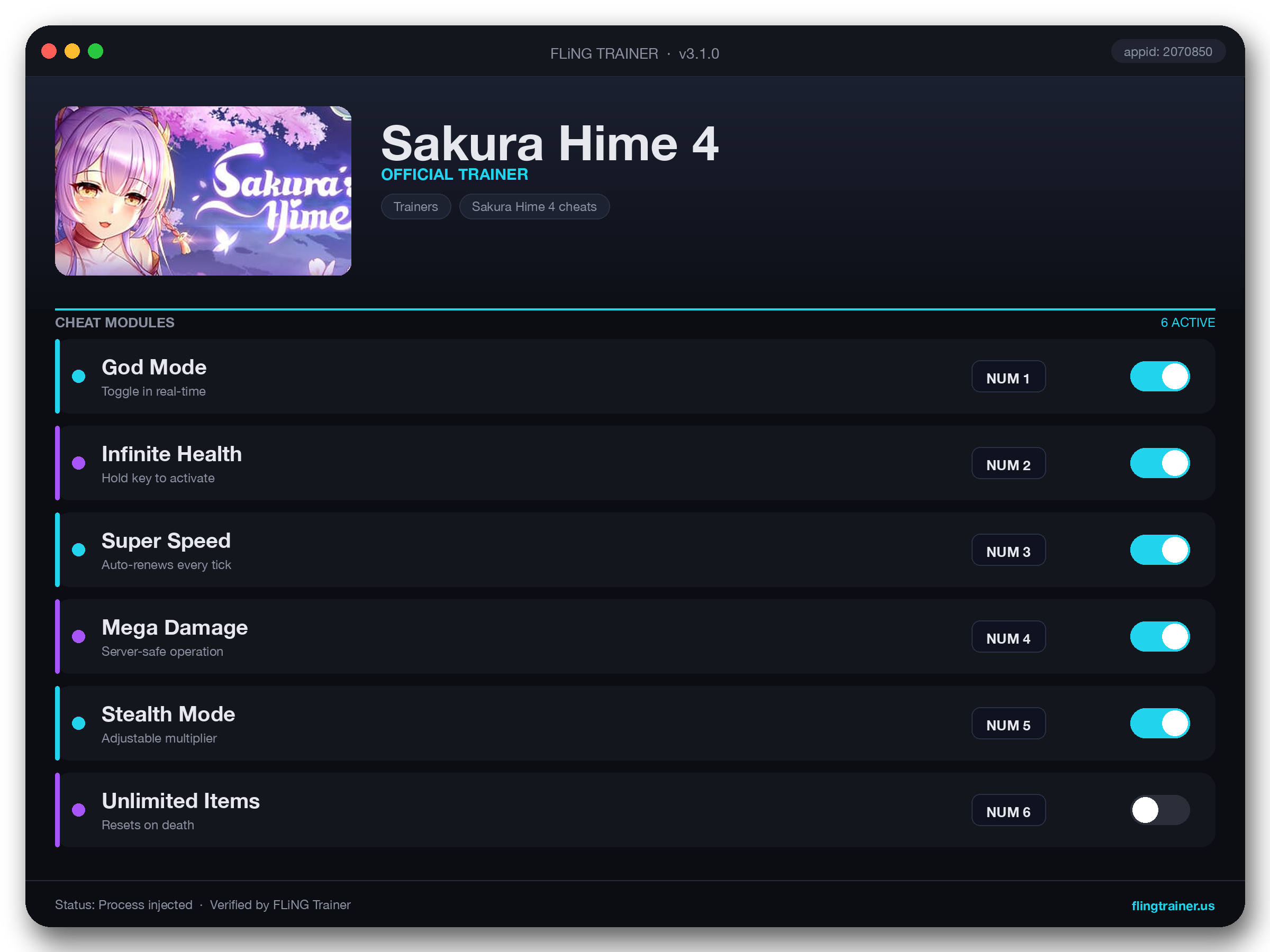 Sakura Hime 4 Trainer interface