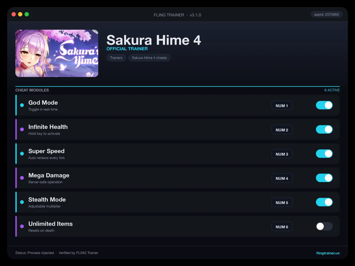 Sakura Hime 4 Trainer interface