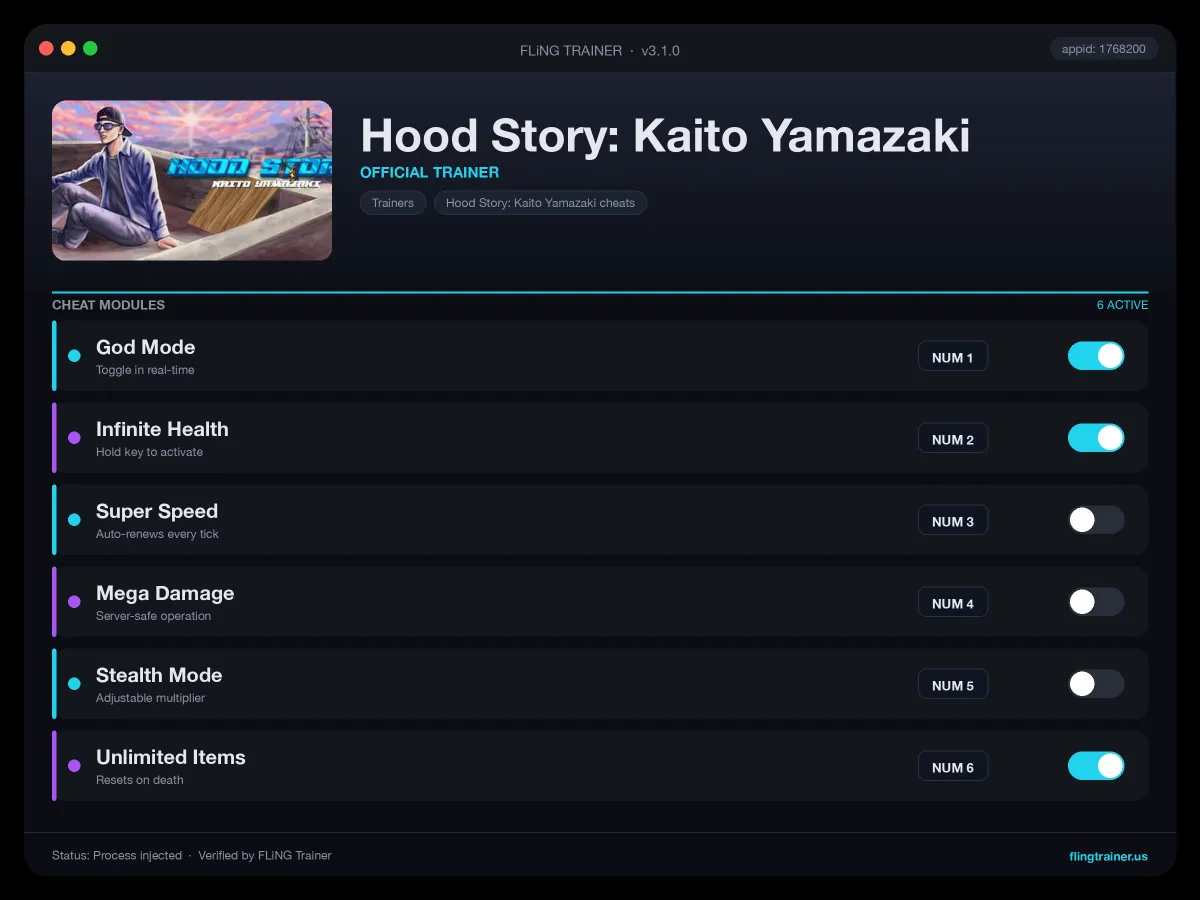 Hood Story: Kaito Yamazaki Trainer interface