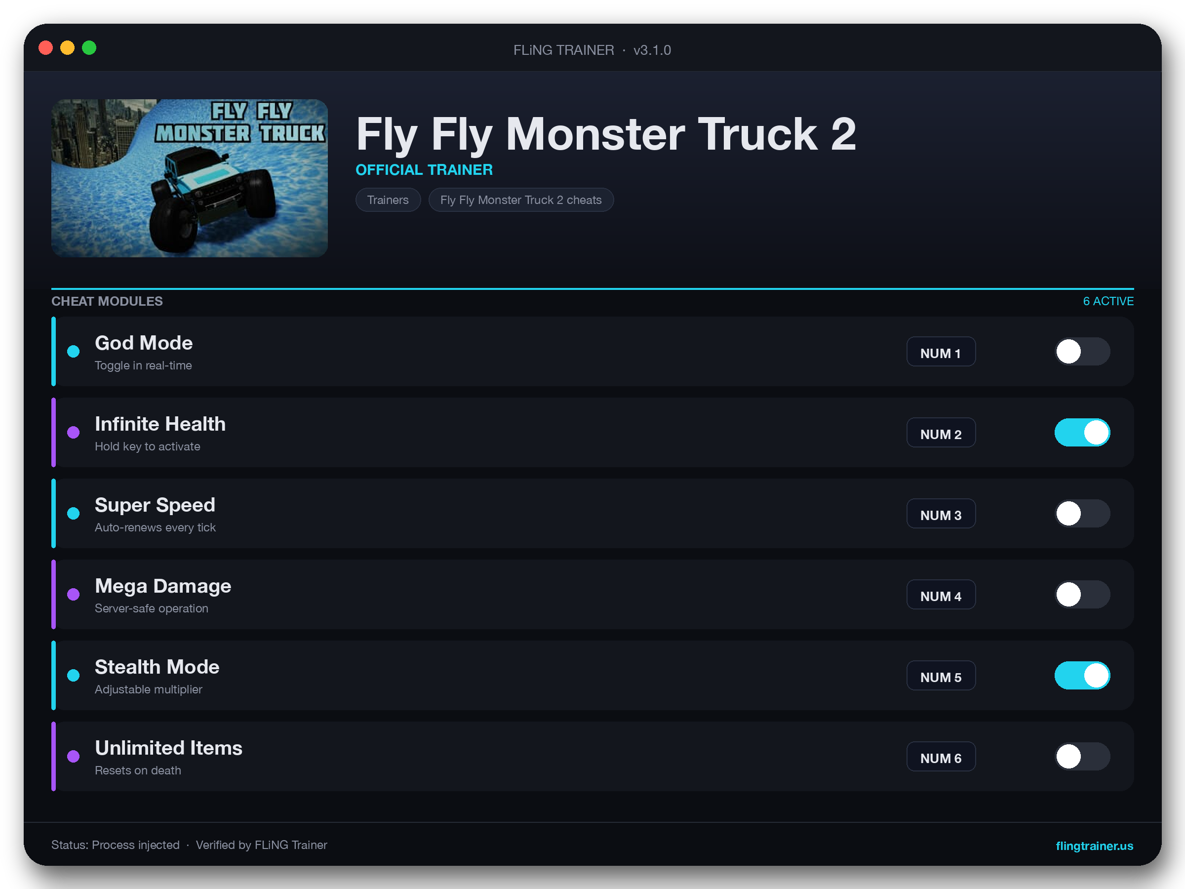 Fly Fly Monster Truck 2 Trainer interface
