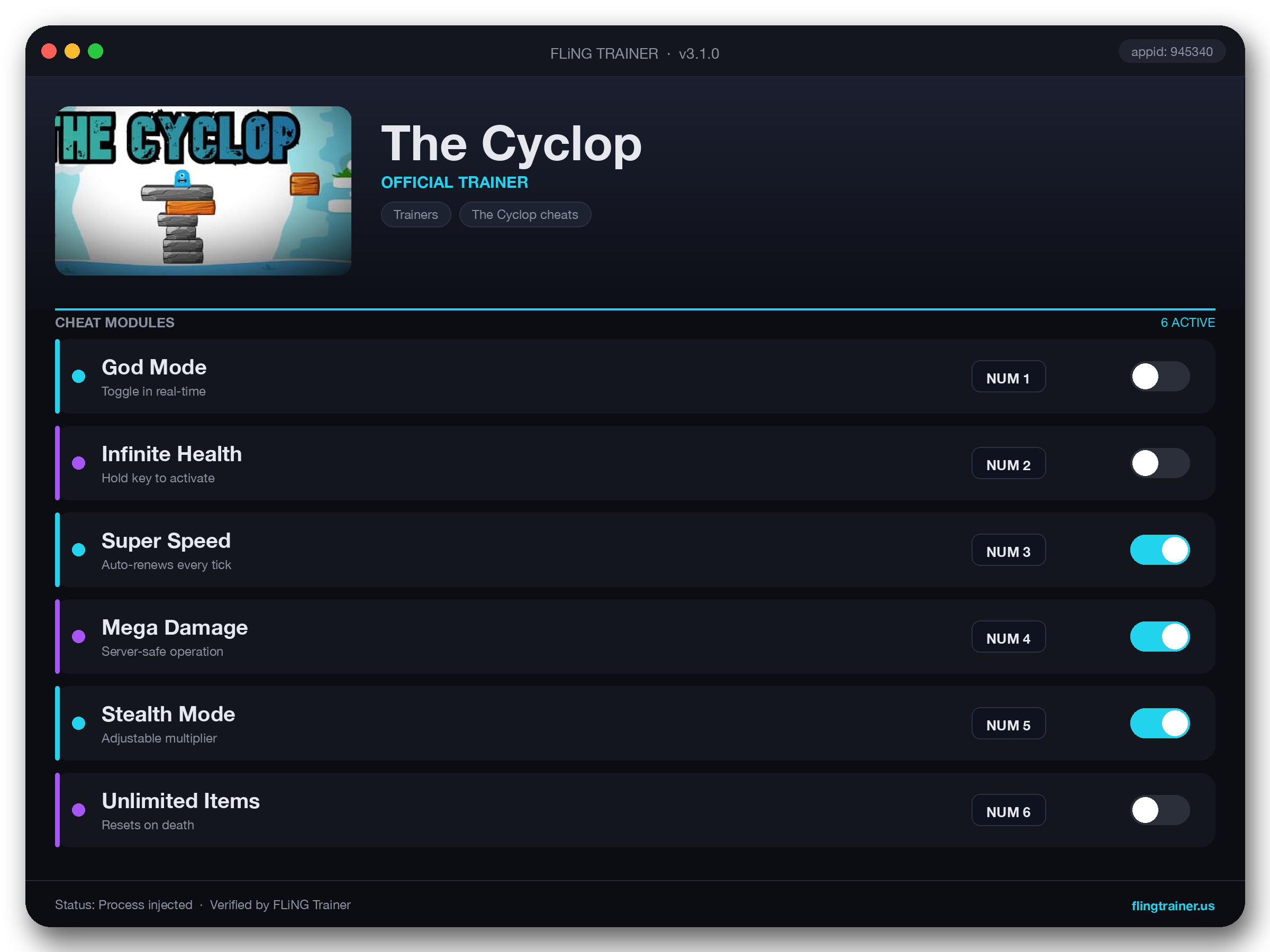 The Cyclop Trainer interface