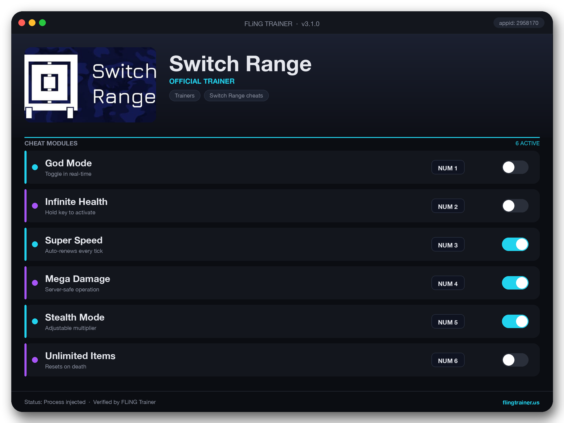 Switch Range Trainer interface
