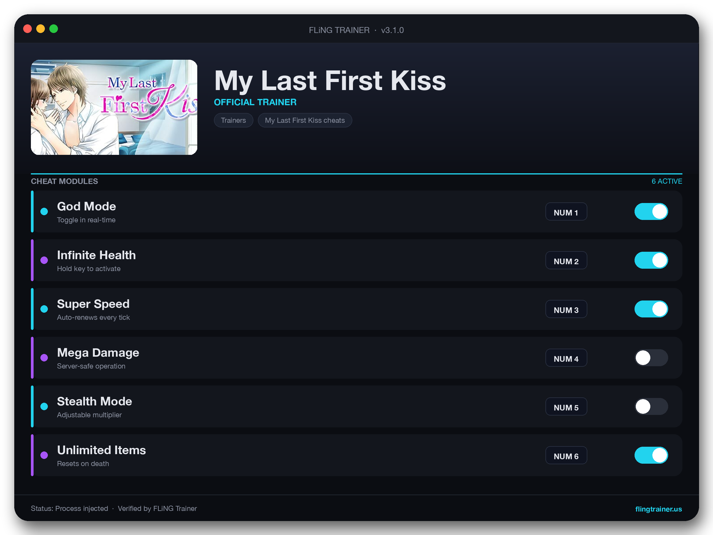 My Last First Kiss Trainer interface