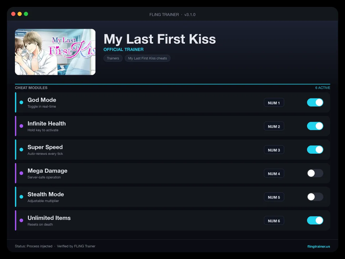 My Last First Kiss Trainer interface