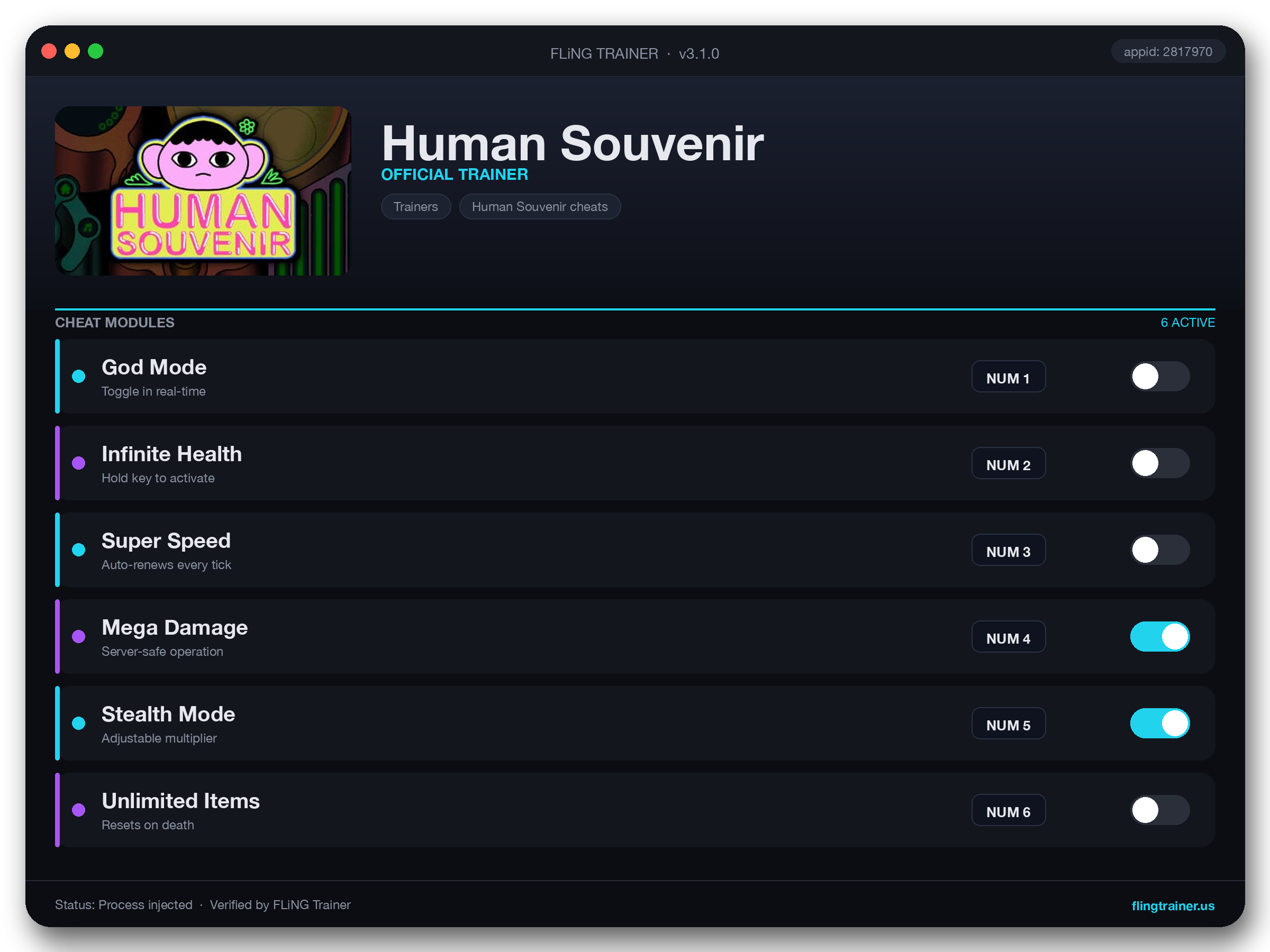 Human Souvenir Trainer interface