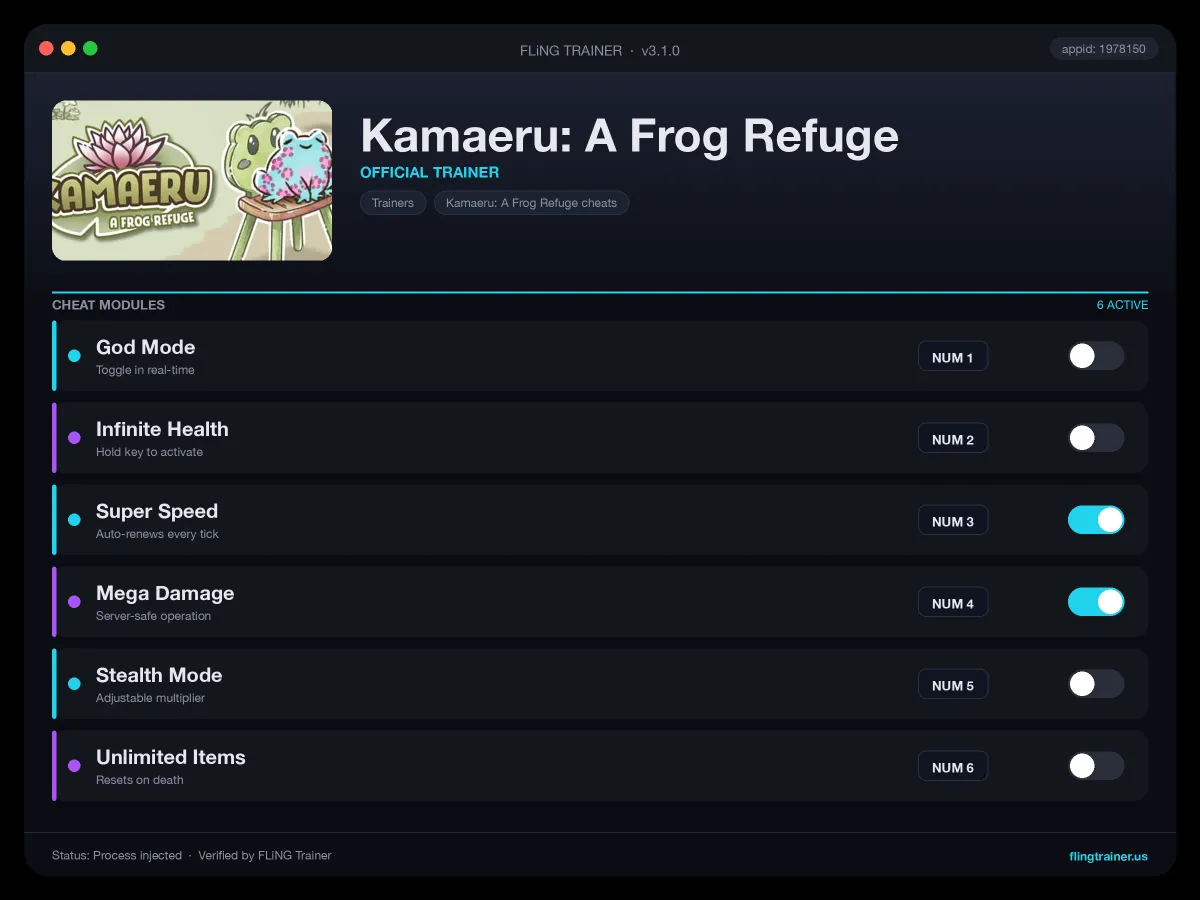 Kamaeru: A Frog Refuge Trainer interface