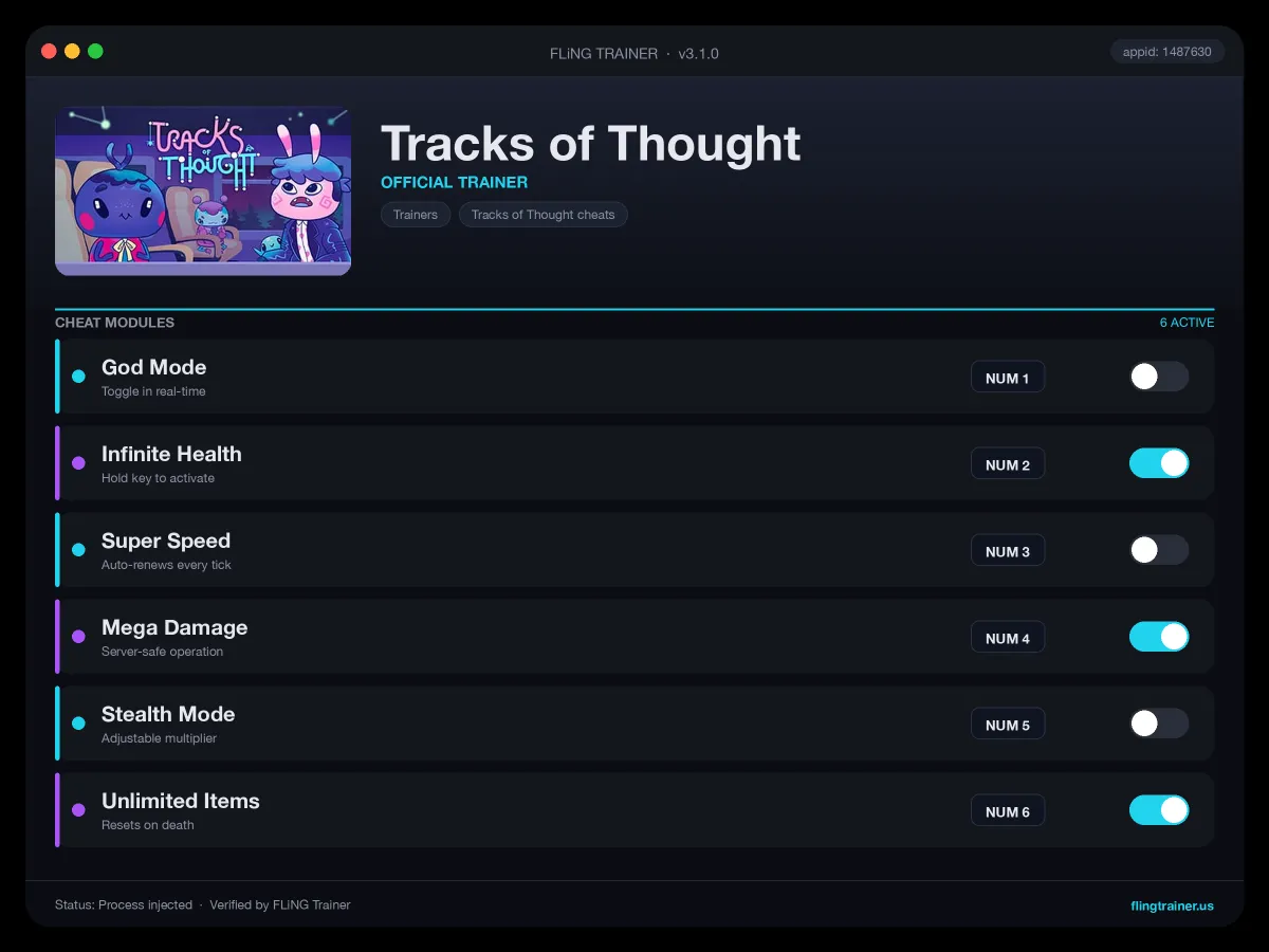 Tracks of Thought Trainer interface