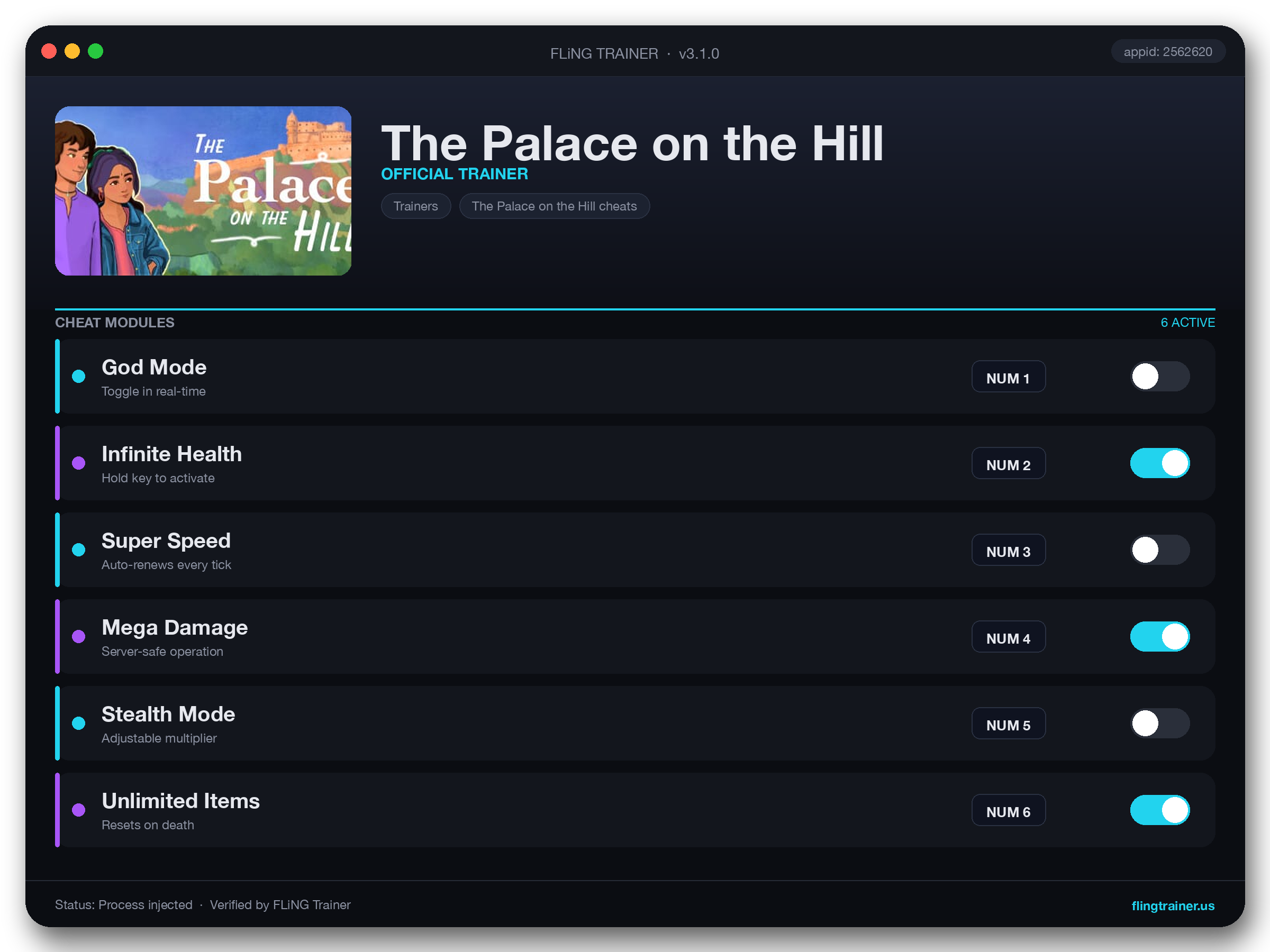 The Palace on the Hill Trainer interface