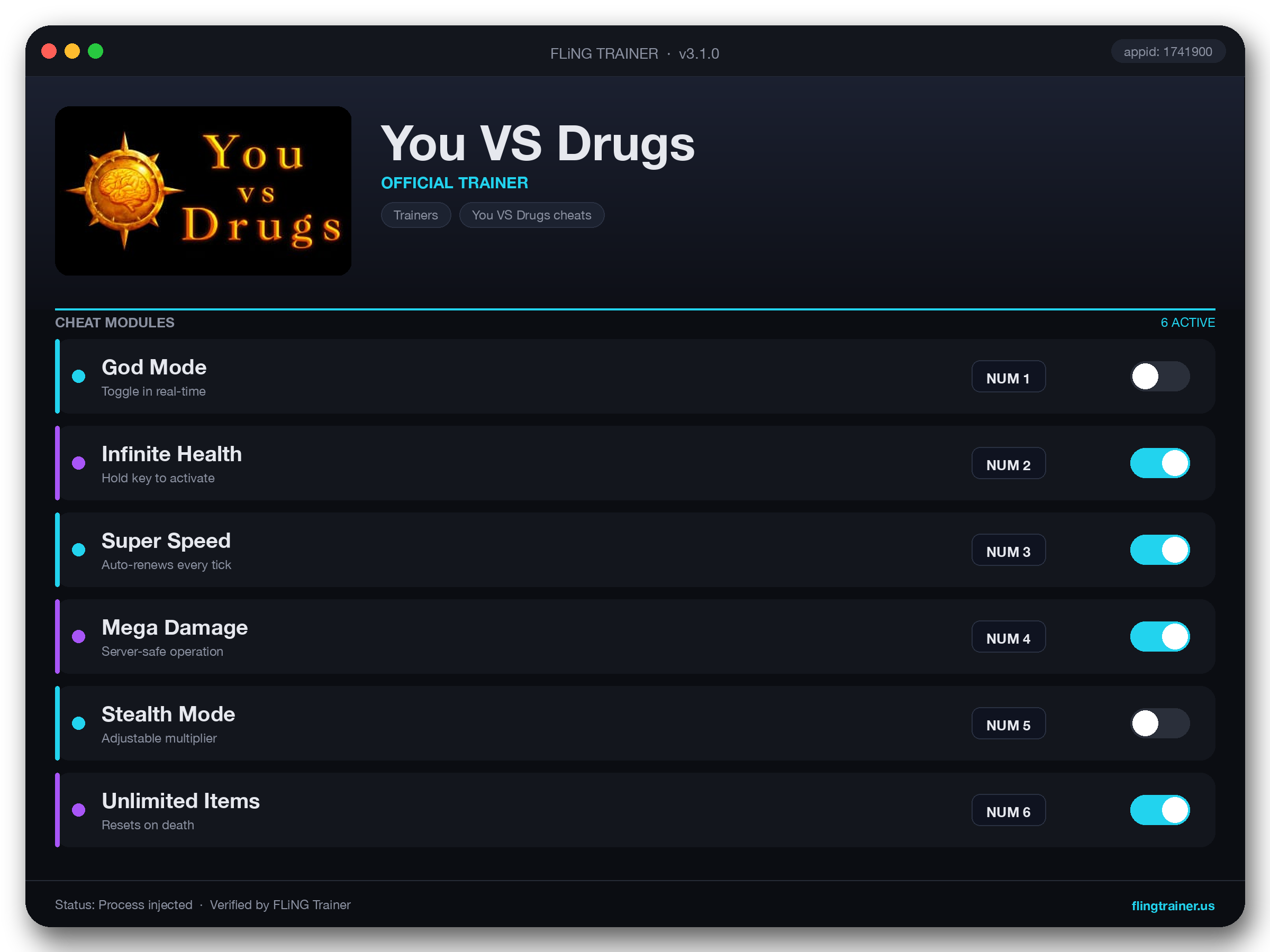 You VS Drugs Trainer interface