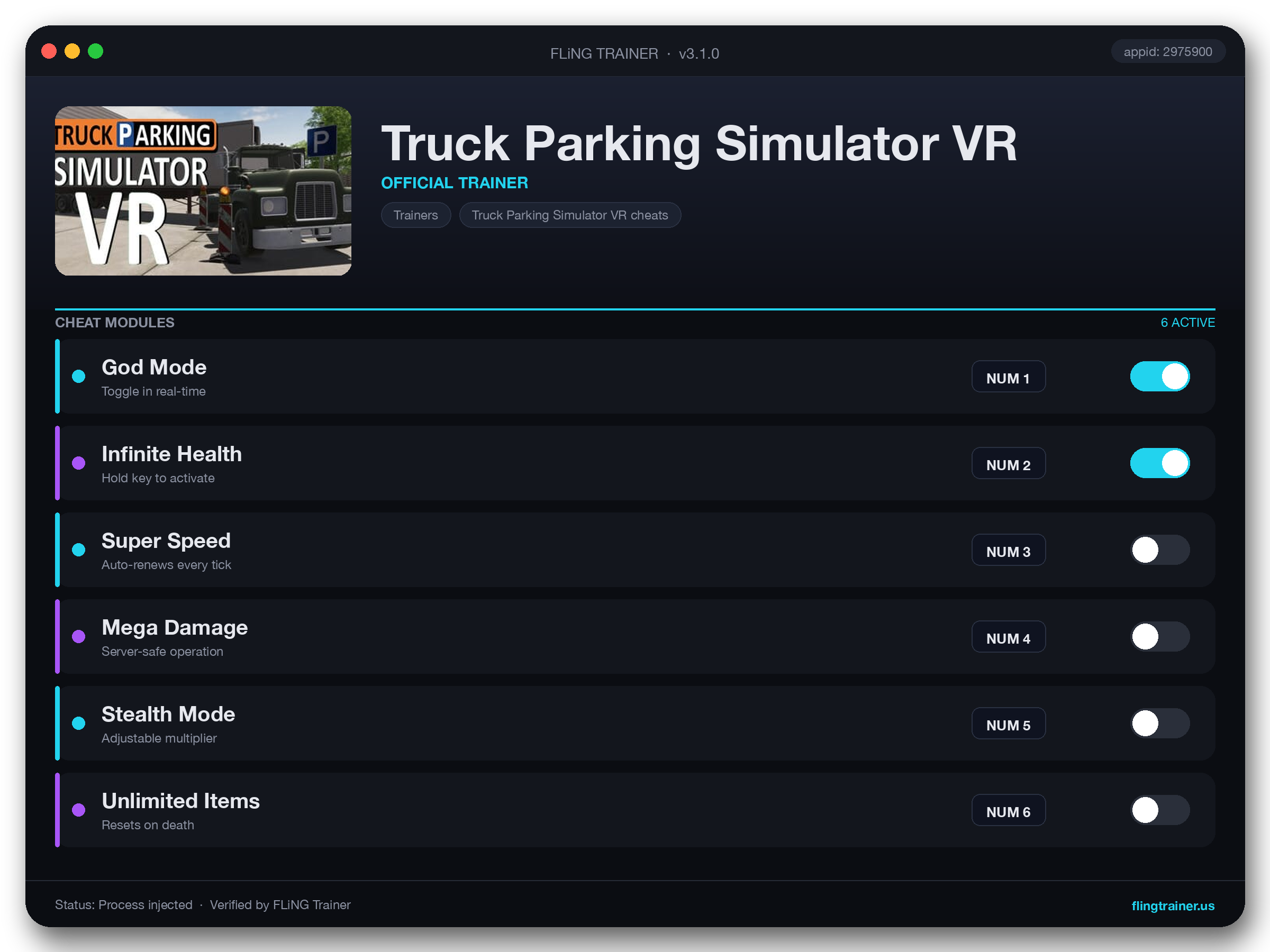 Truck Parking Simulator VR Trainer interface