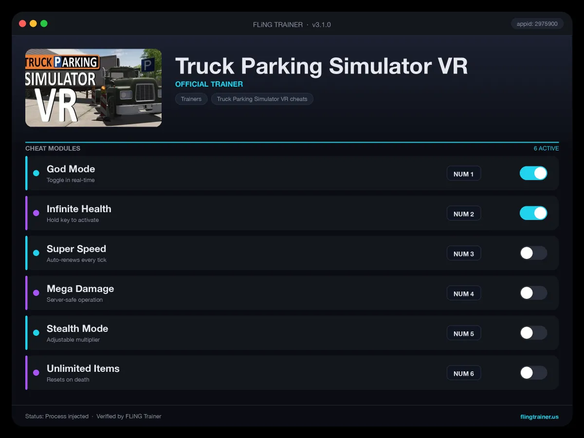 Truck Parking Simulator VR Trainer interface