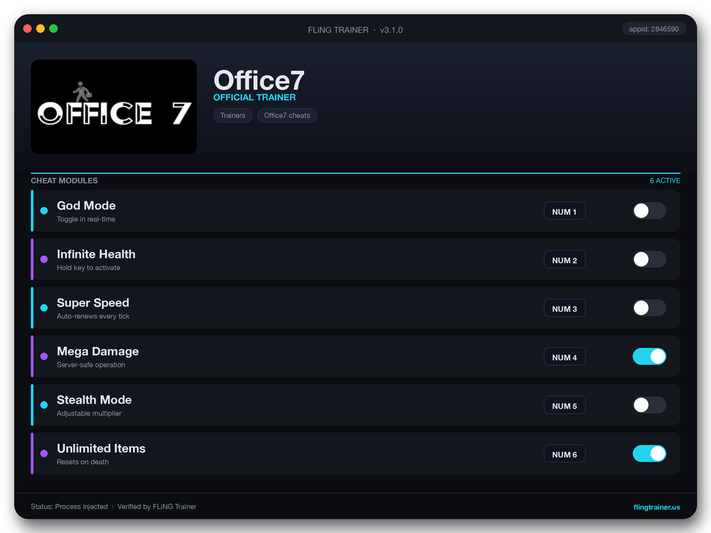 Office7 Trainer interface
