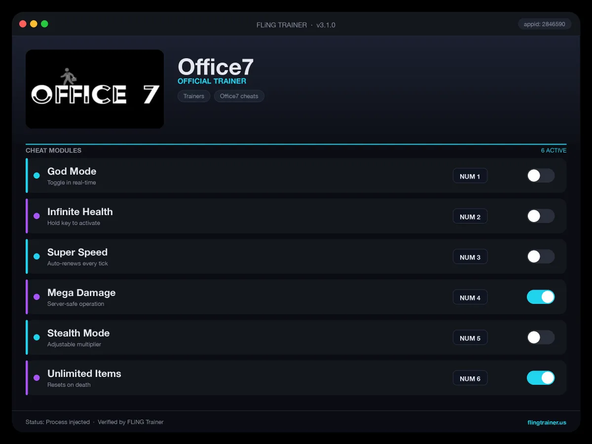 Office7 Trainer interface