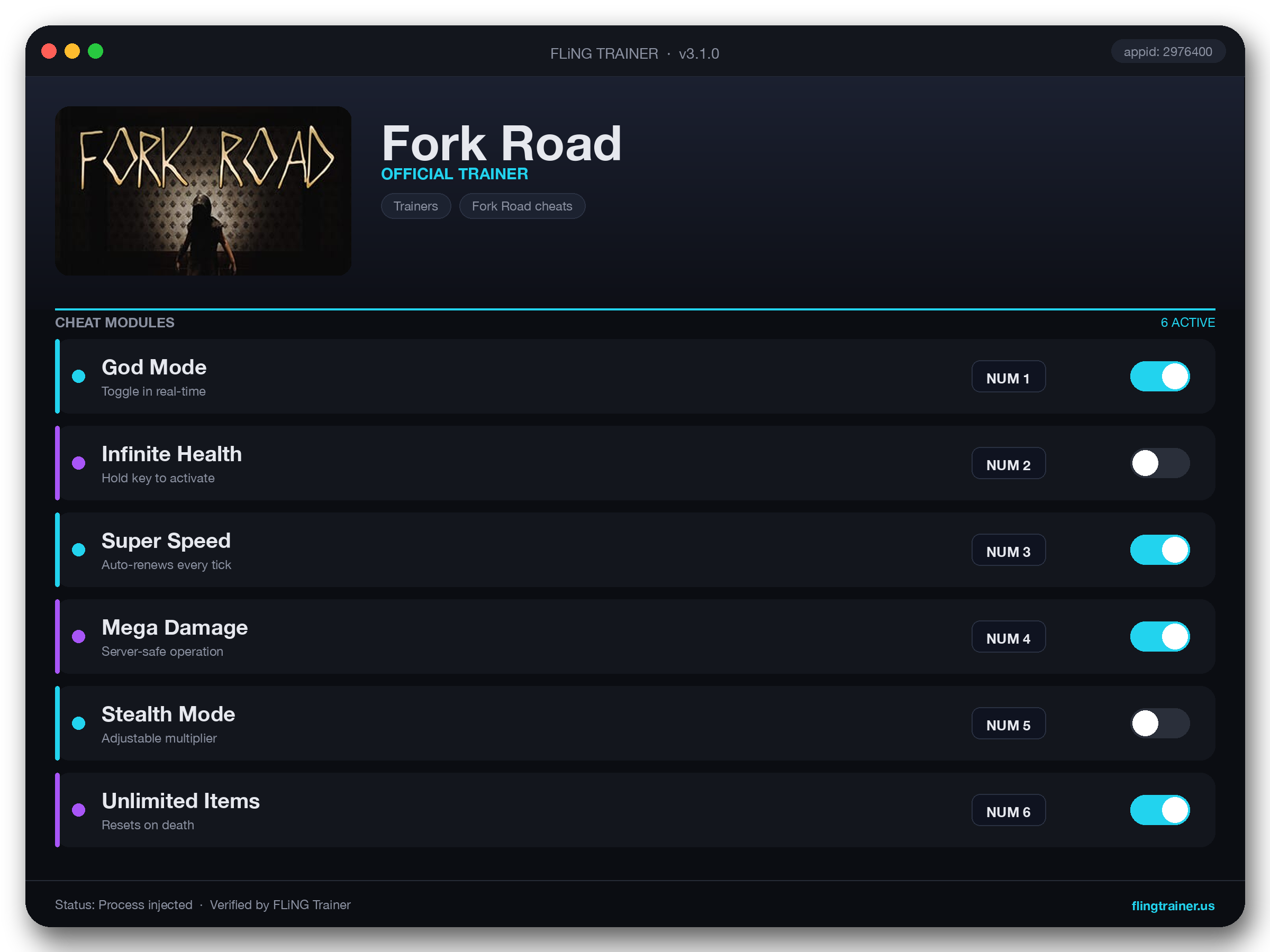 Fork Road Trainer interface