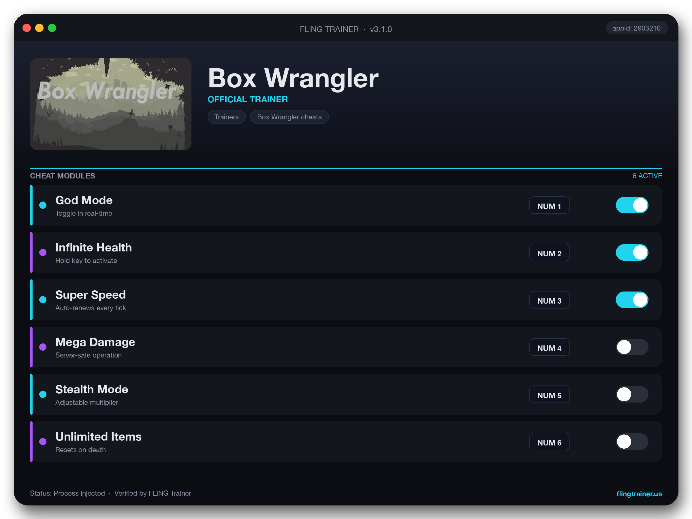 Box Wrangler Trainer interface